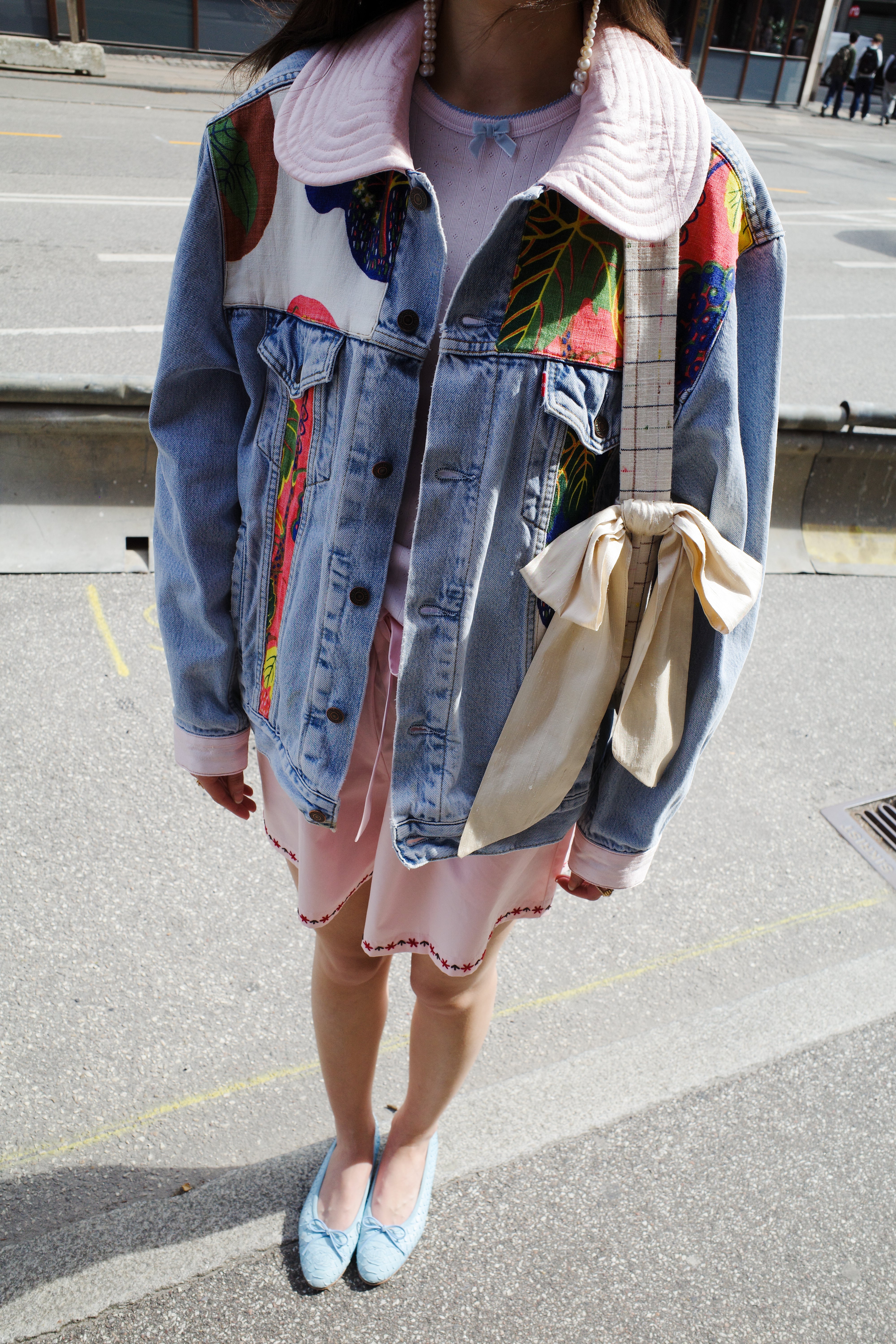 Upcycled Denim Jacket with deadstock Josef Frank fabric