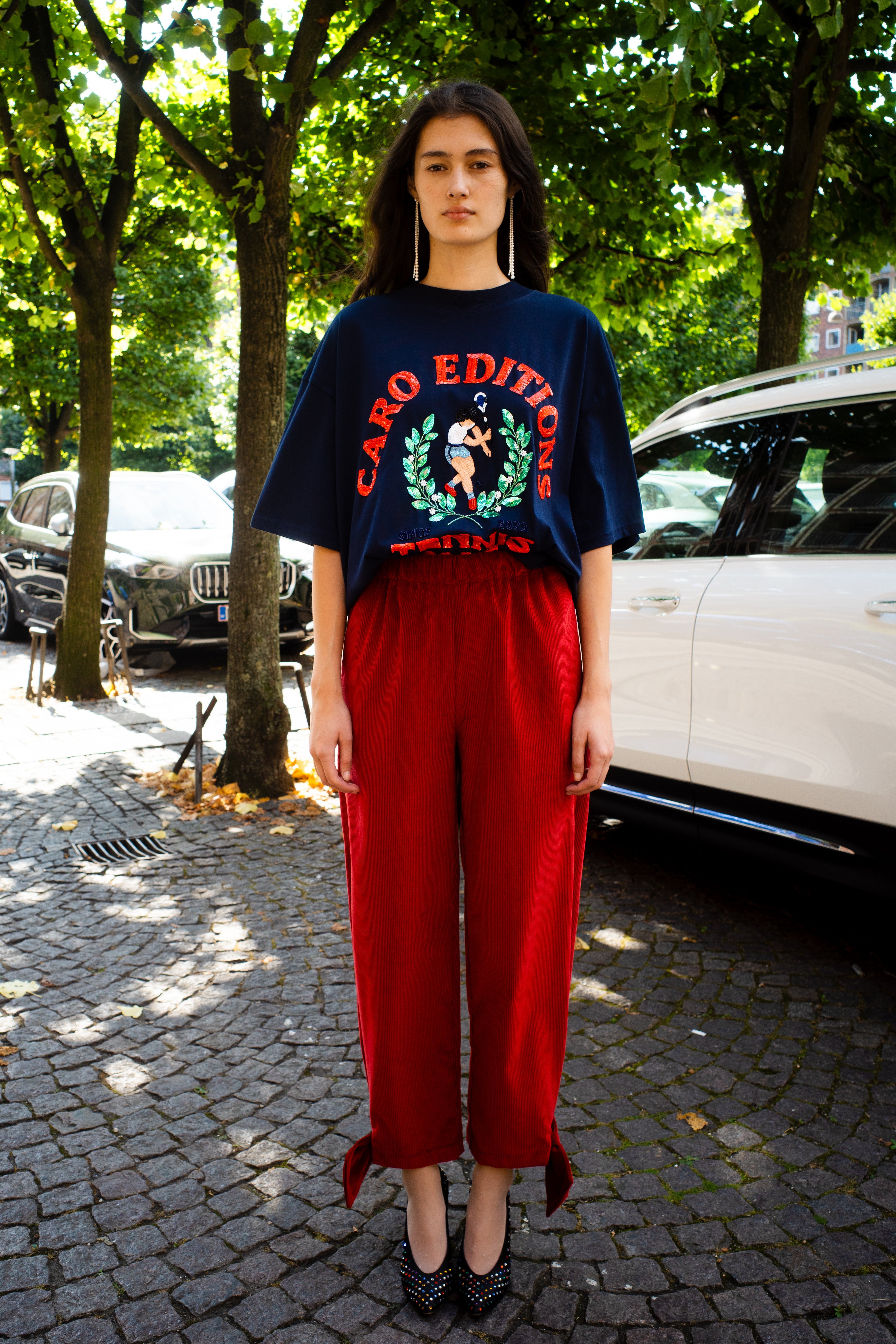 Coco Pants w. Bows Corduroy Red