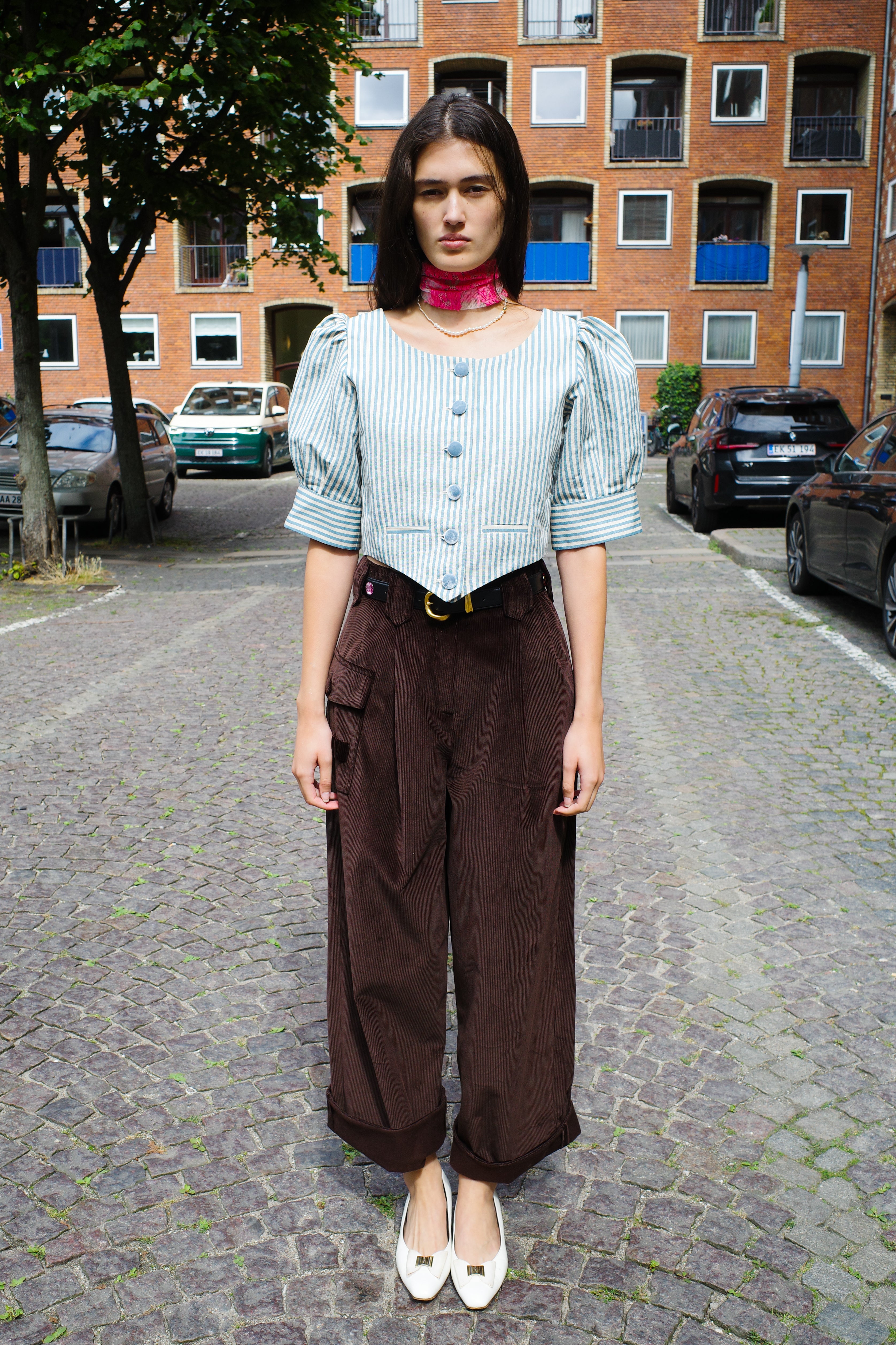 Laura Blouse Tapet Cafe Blue/White Stripe
