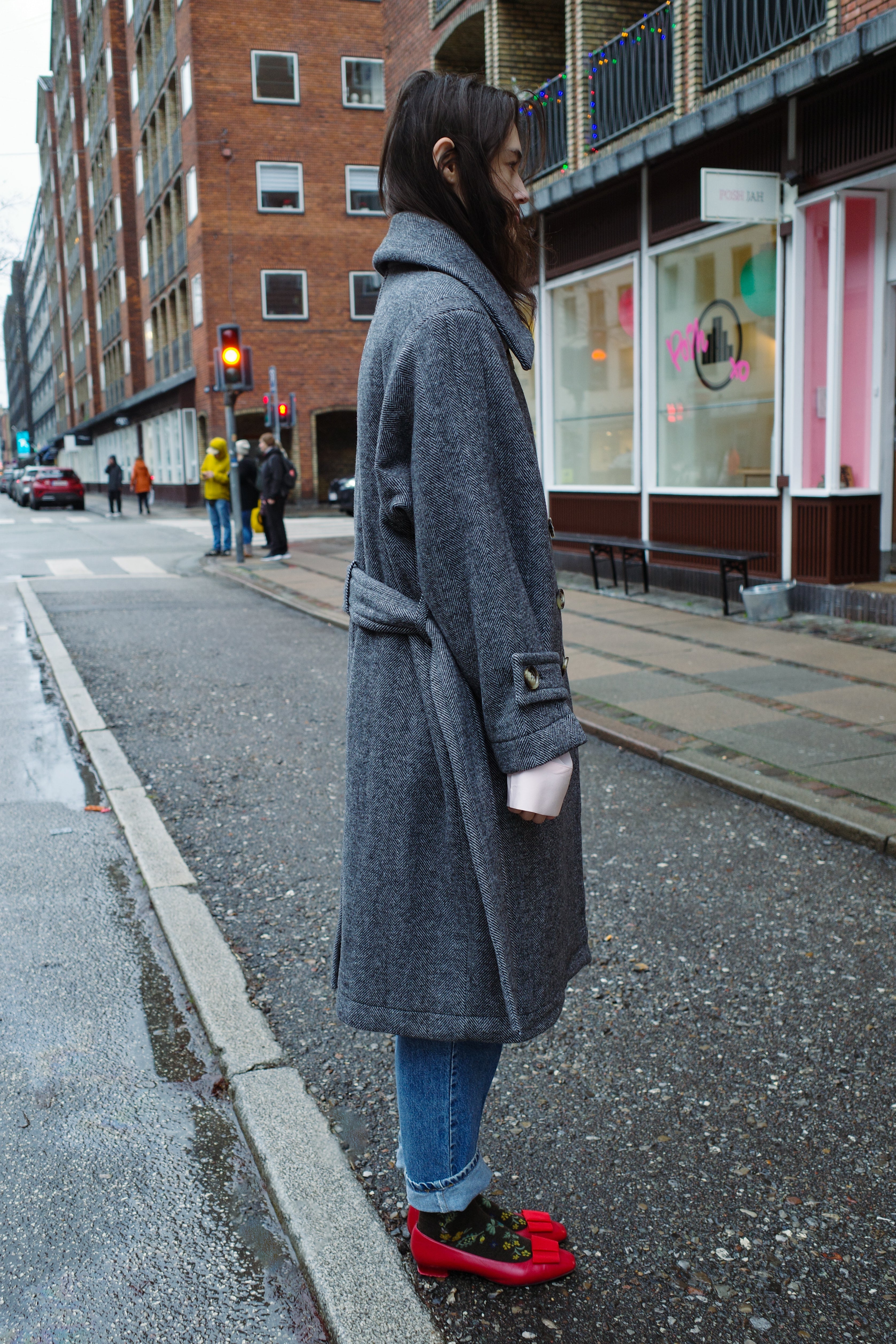 Coco Coat w. Belt - Charcoal