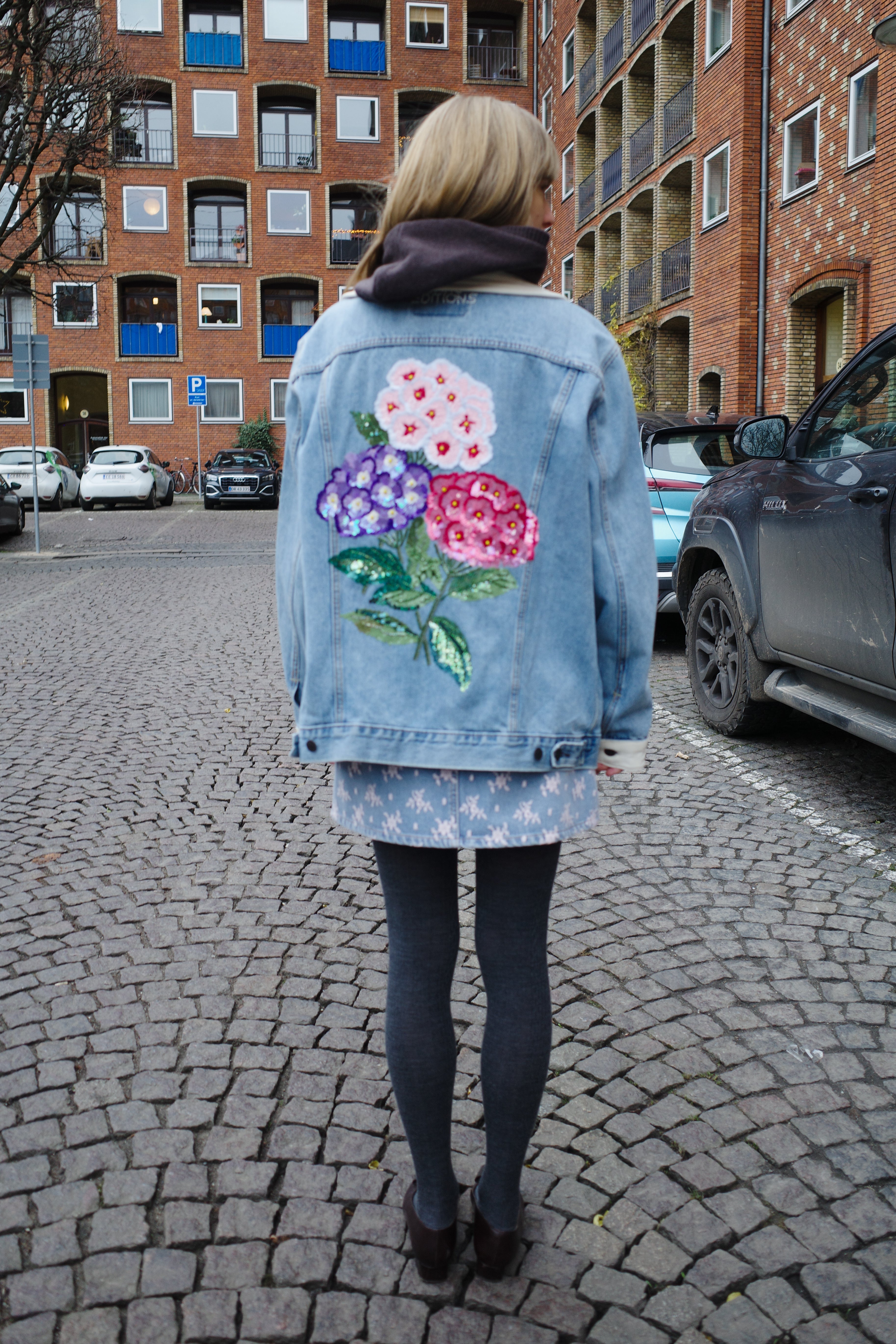 DENIM JACKET FLOWER EMBROIDERY FLORAL