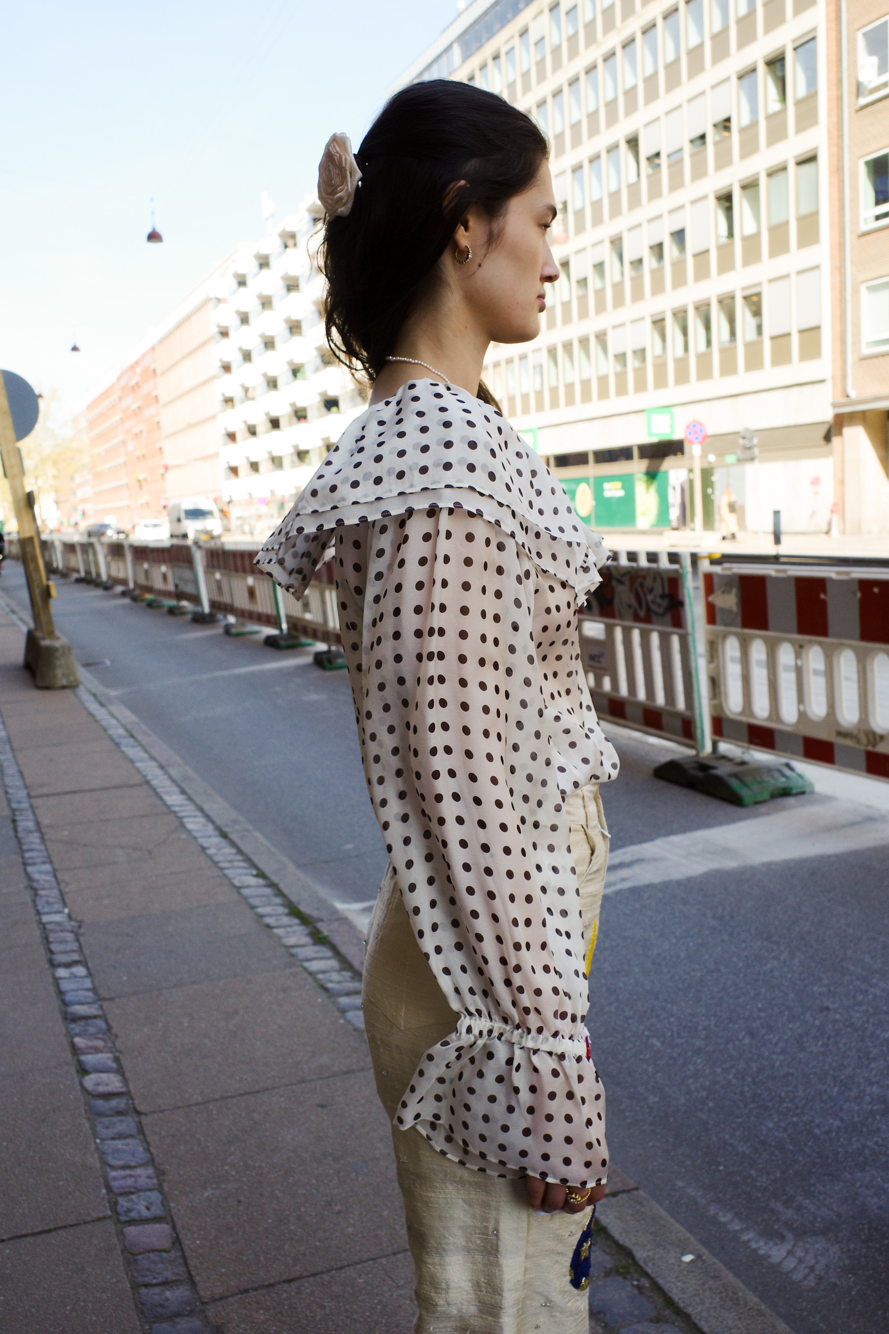 Ursula Blouse - Cream w. Brown dot