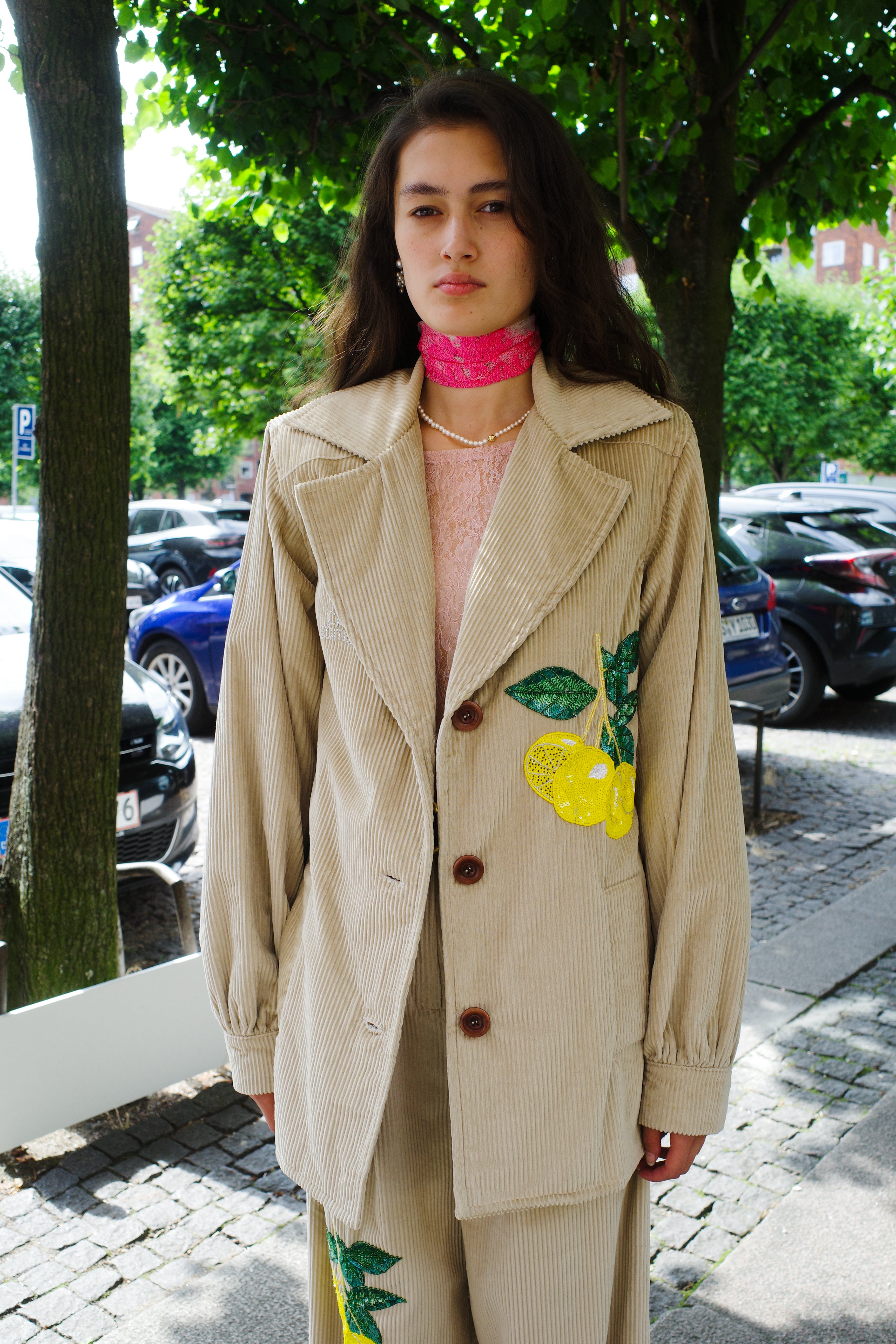Corduroy Coco Jacket lemon embroidery