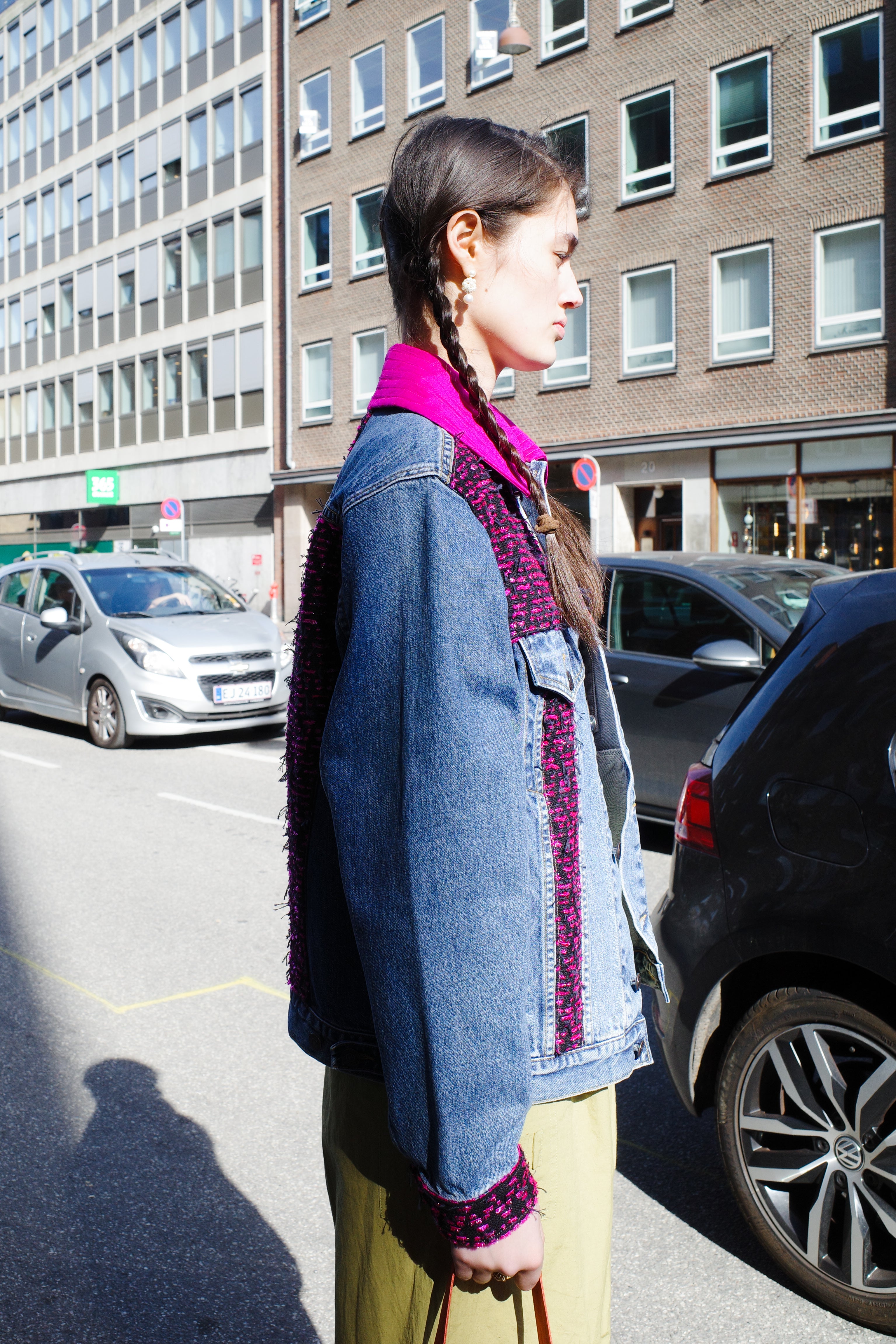 Upcycled Denim Jacket with deadstock Chanel fabric