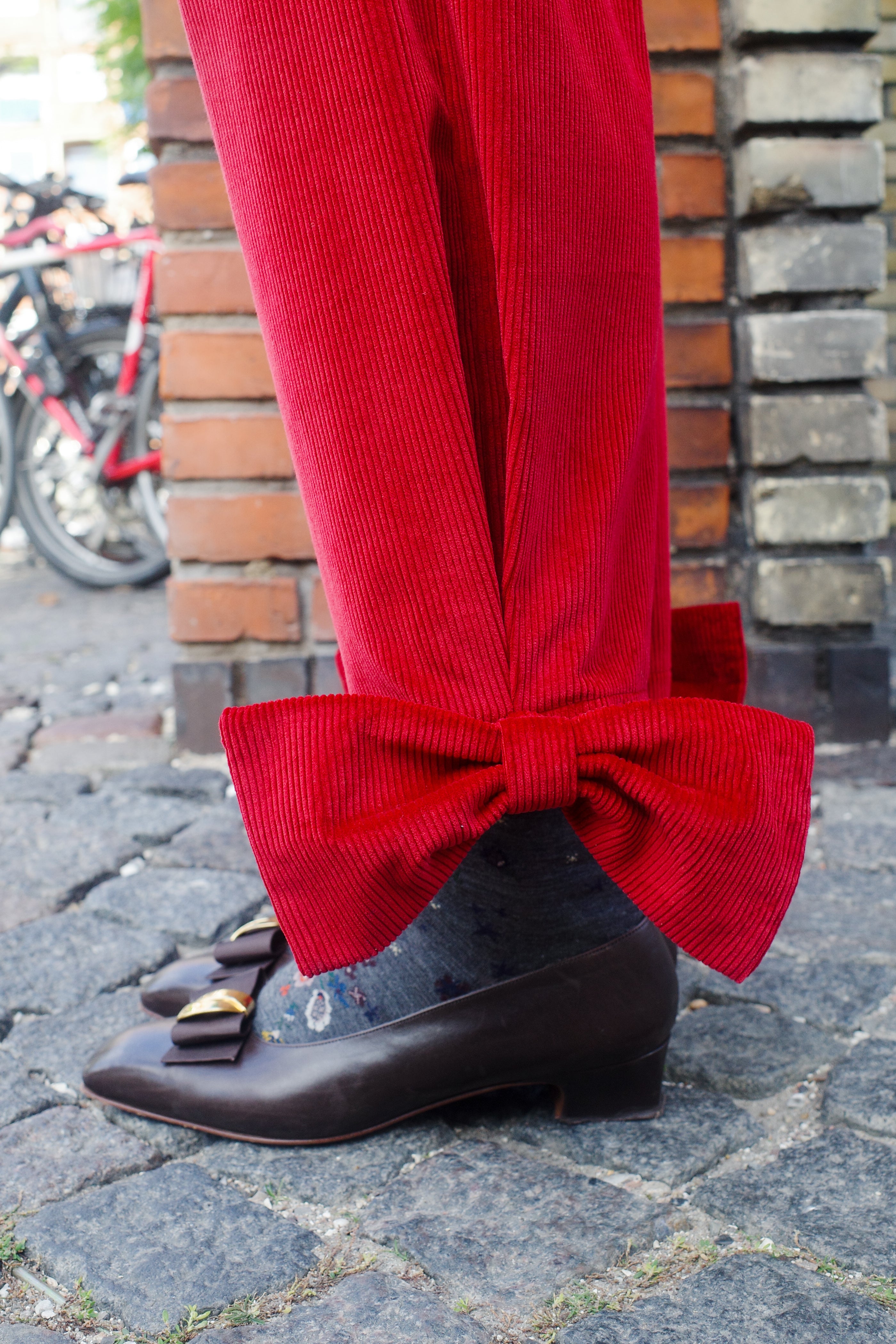 Coco Pants w. Bows Corduroy Red