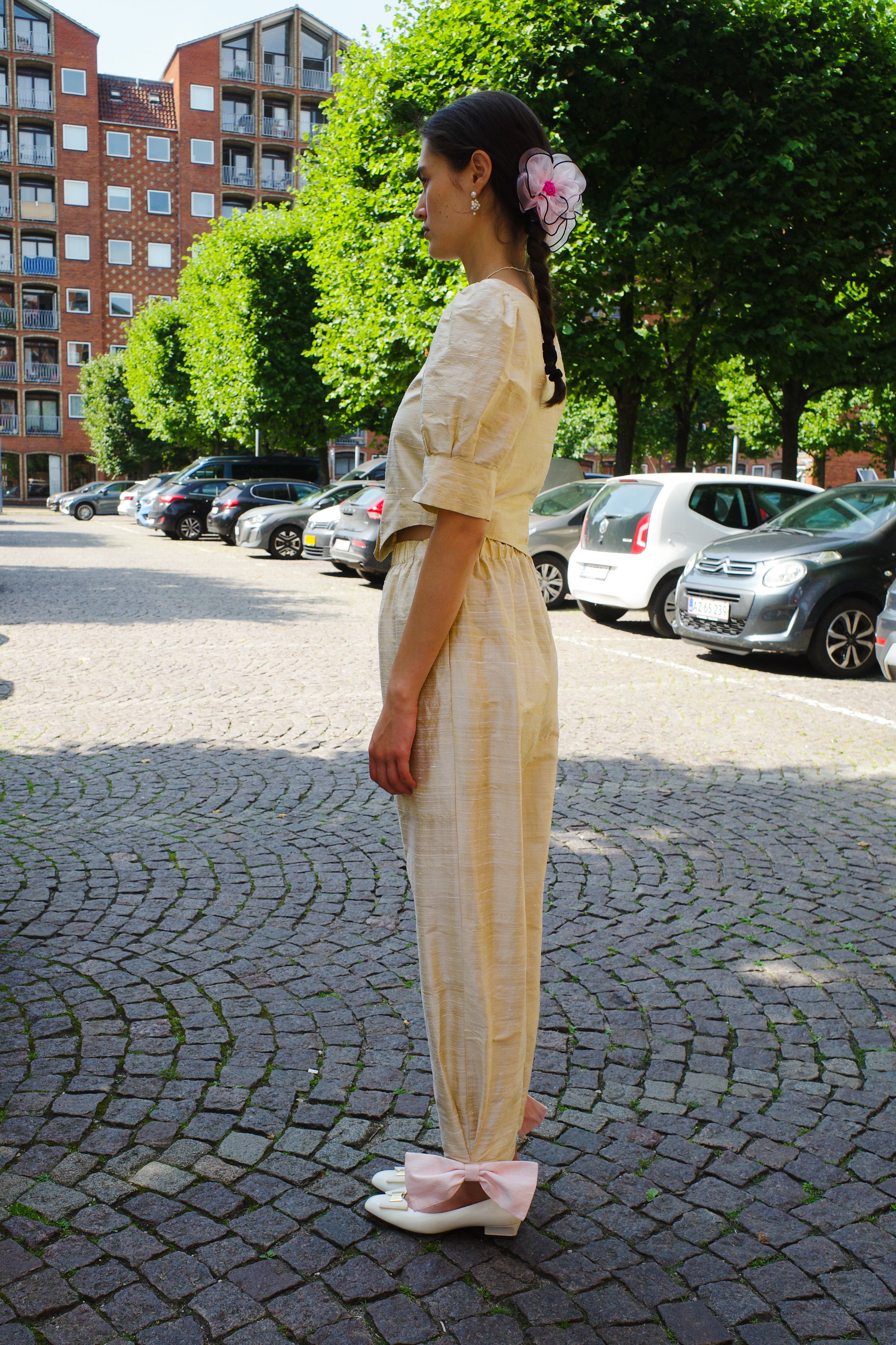 Coco pants - yellow silk taffeta