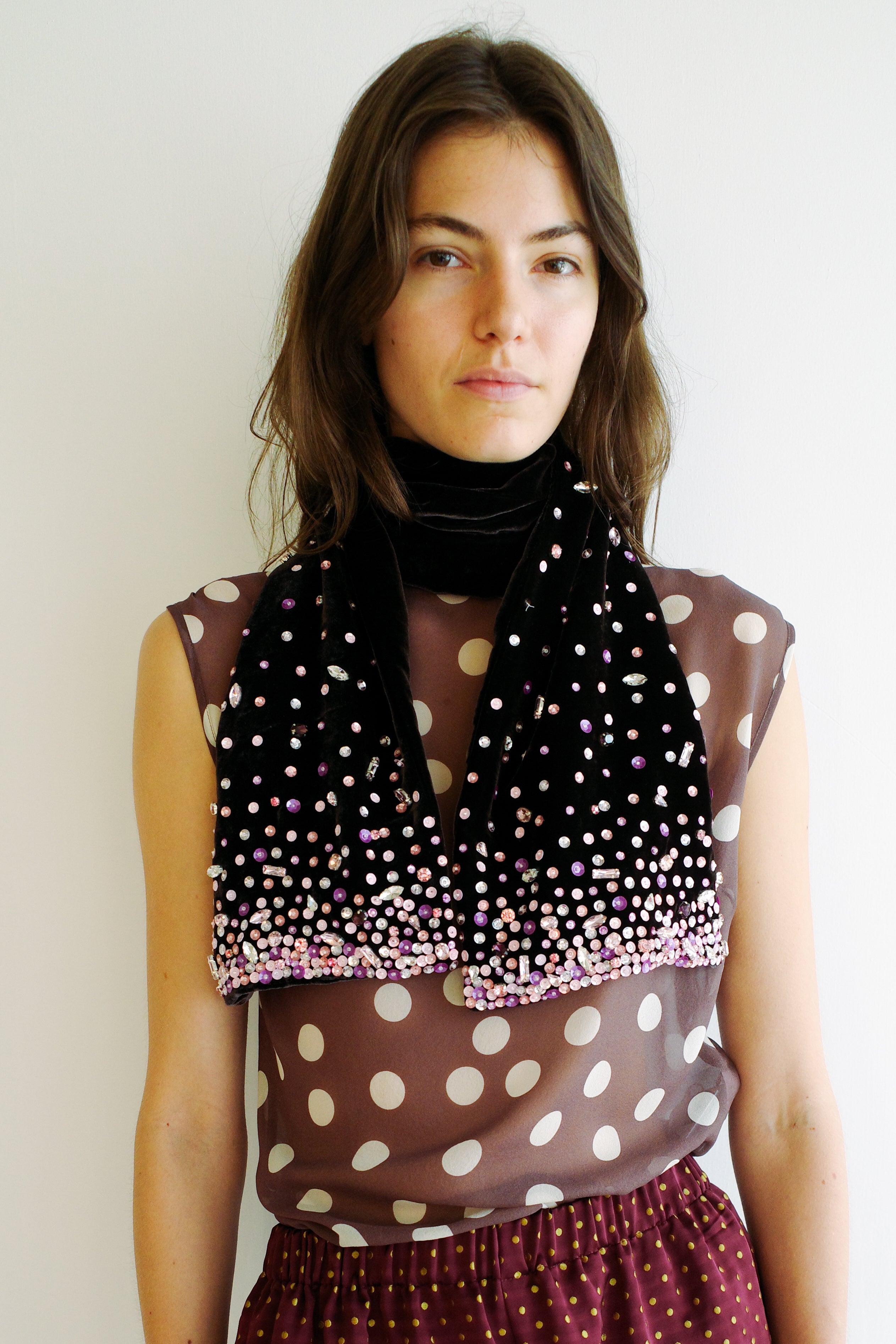 Ursula Scarf - Dark Brown w. Pink