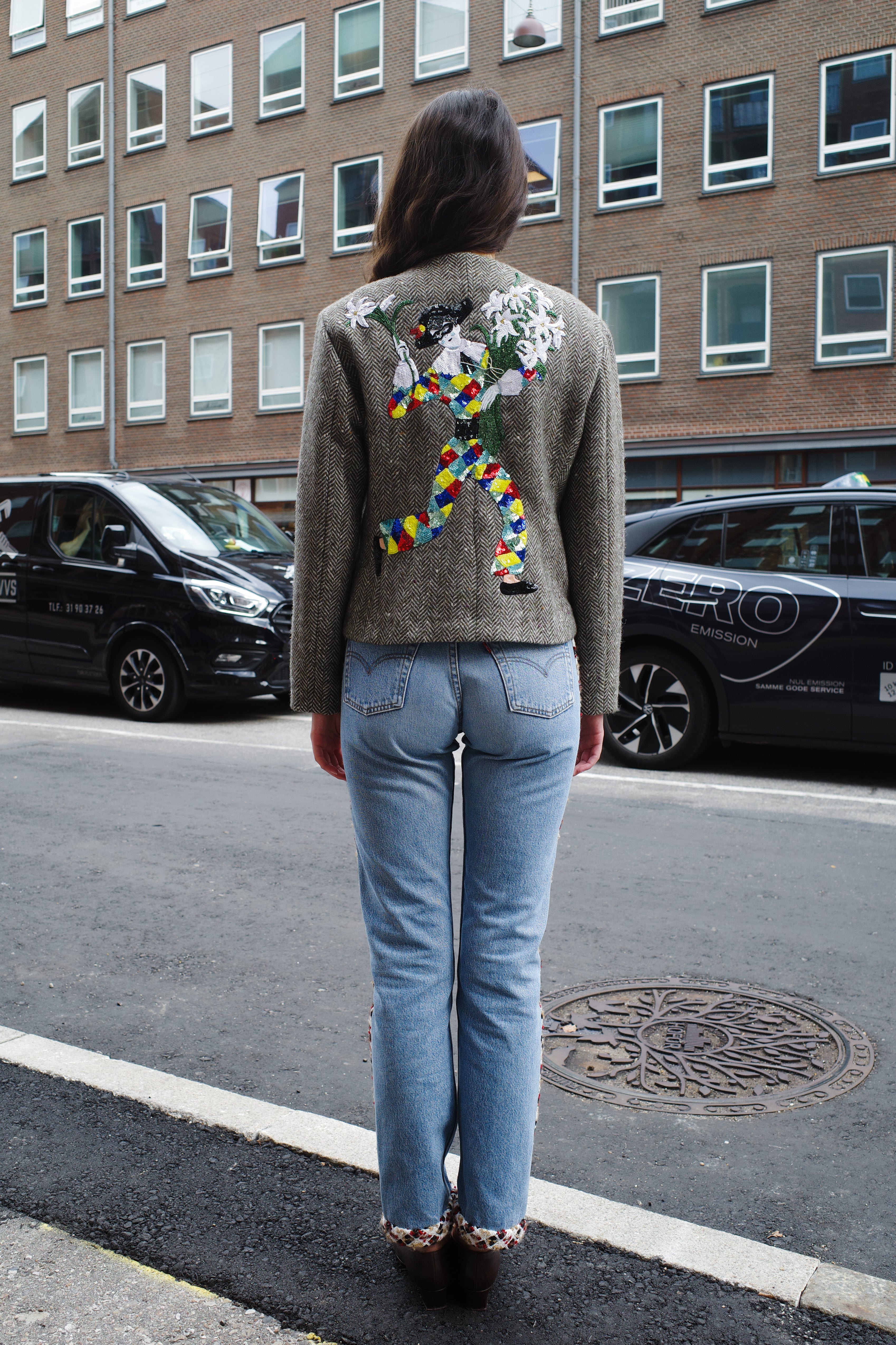 Tusnelda Harlequin Wool Brown Herrington Bone