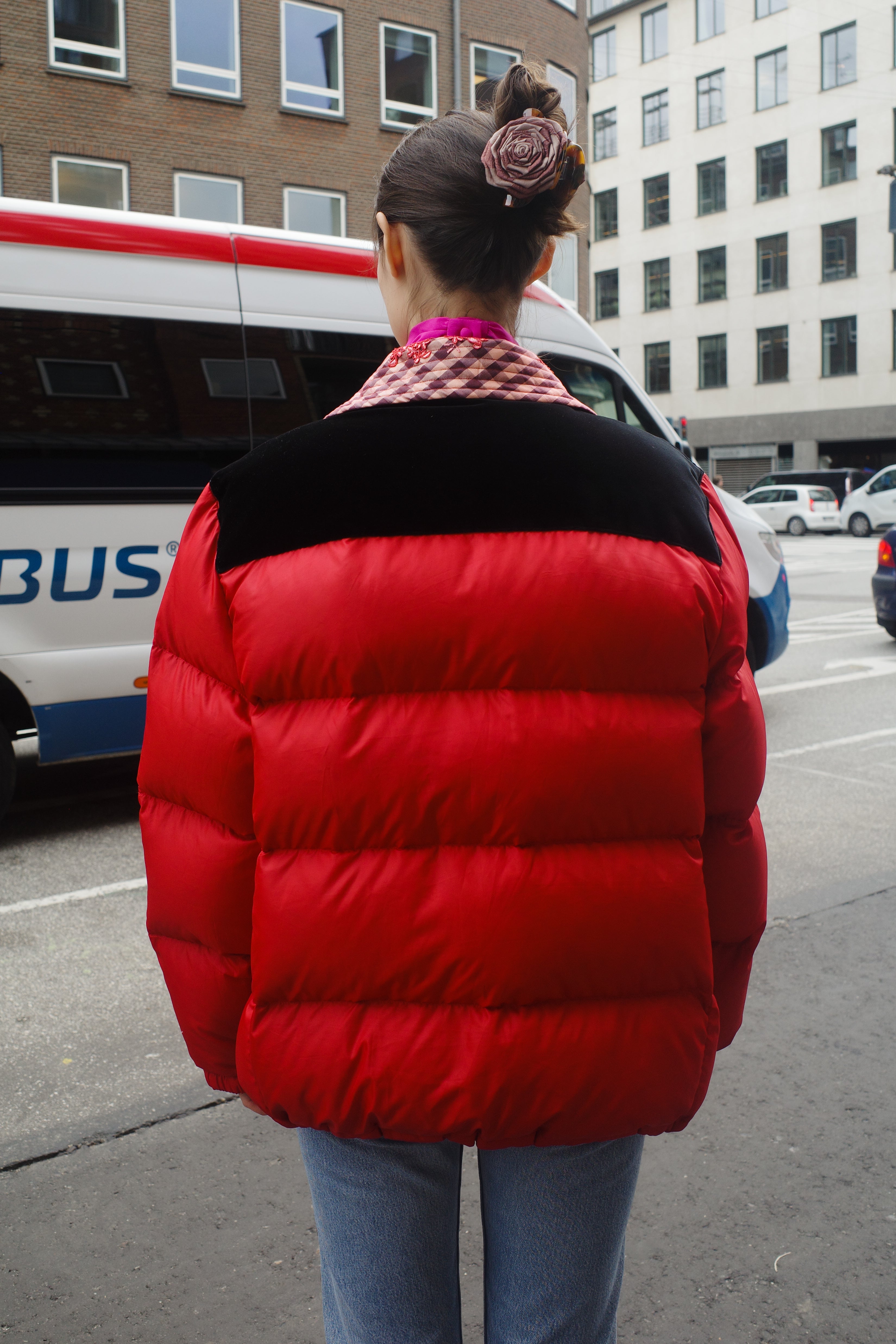 UPCYCLED caro puffer jacket