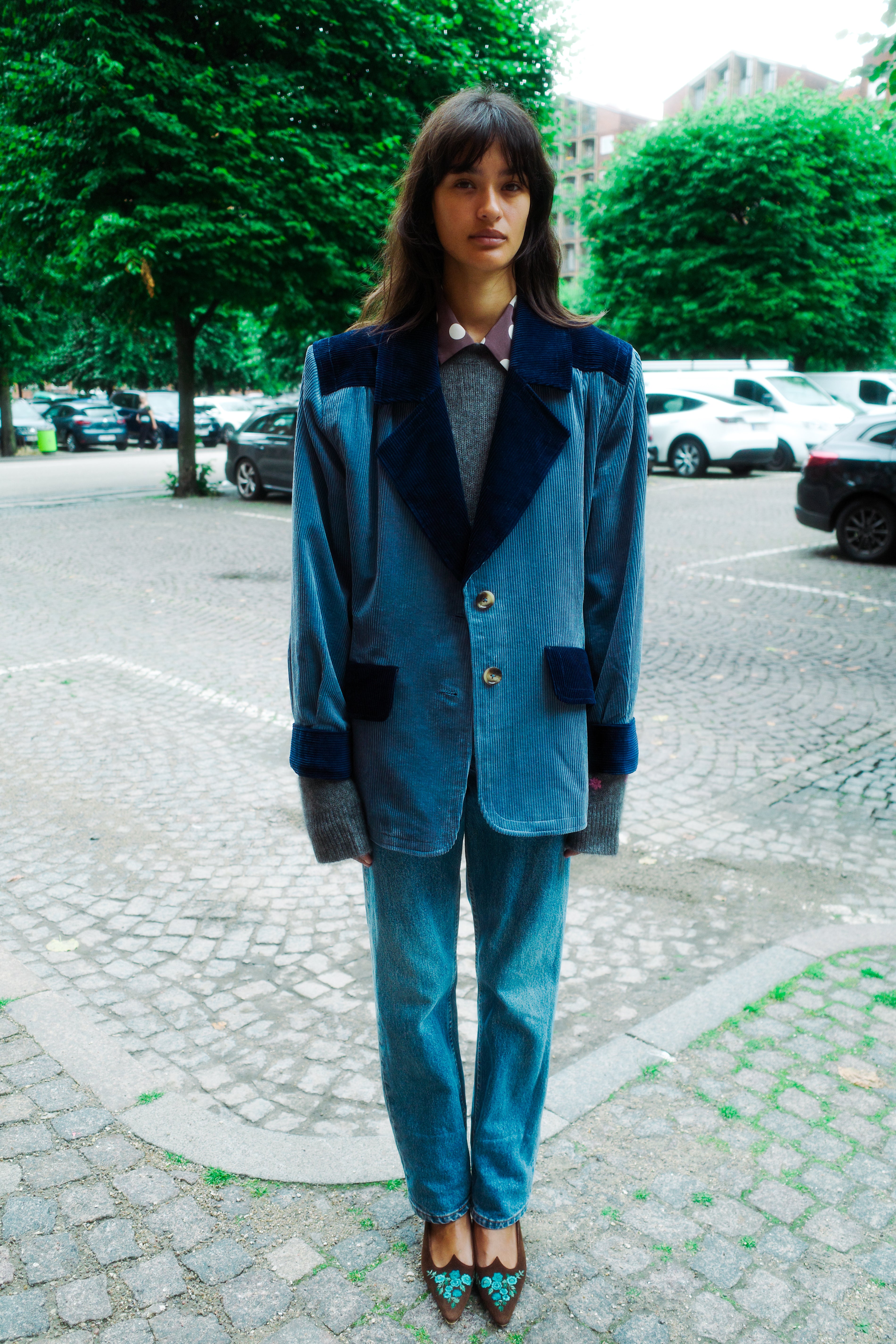 Selma Jacket - Dove Blue w. Navy