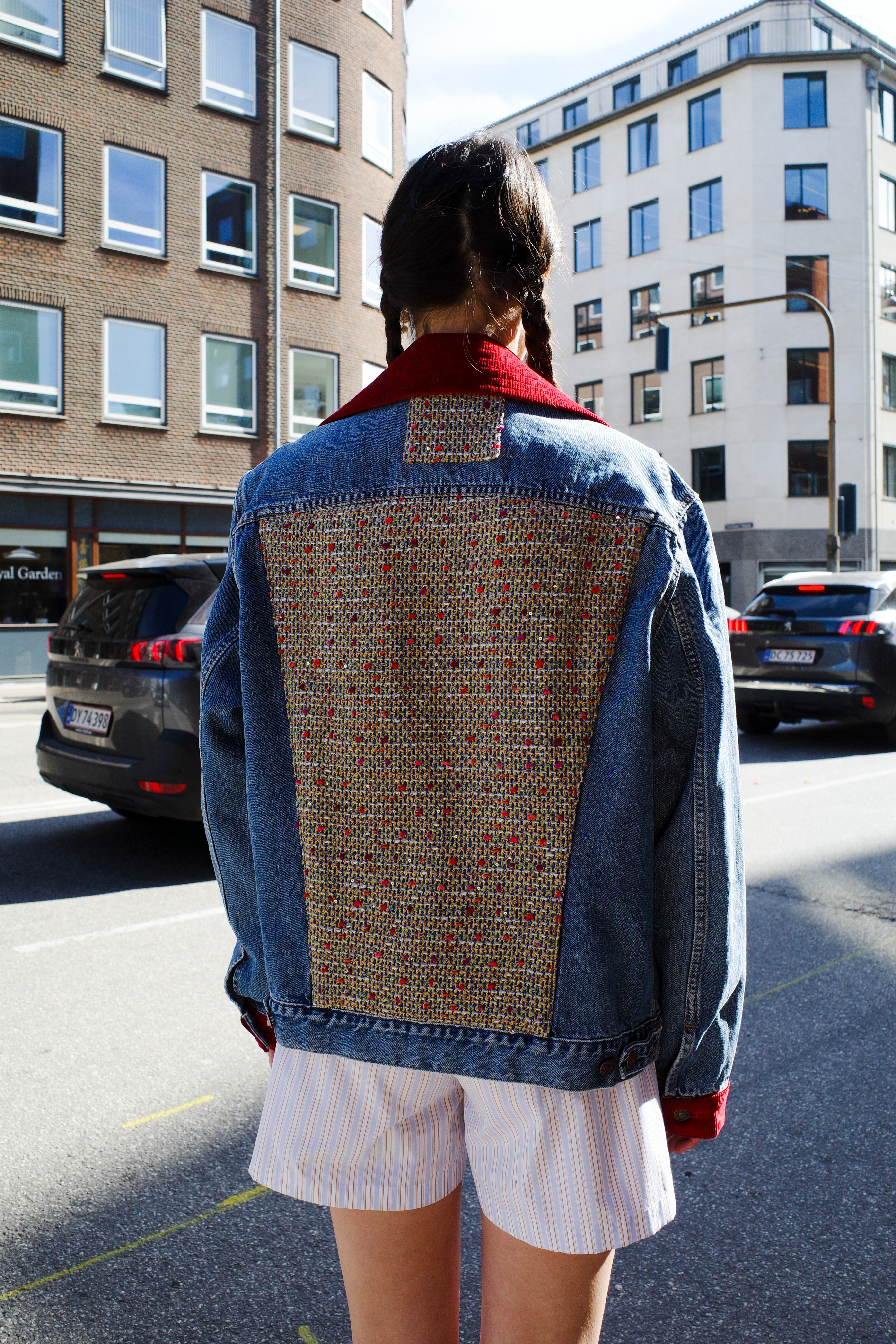 Upcycled Denim Jacket with deadstock Chanel fabric