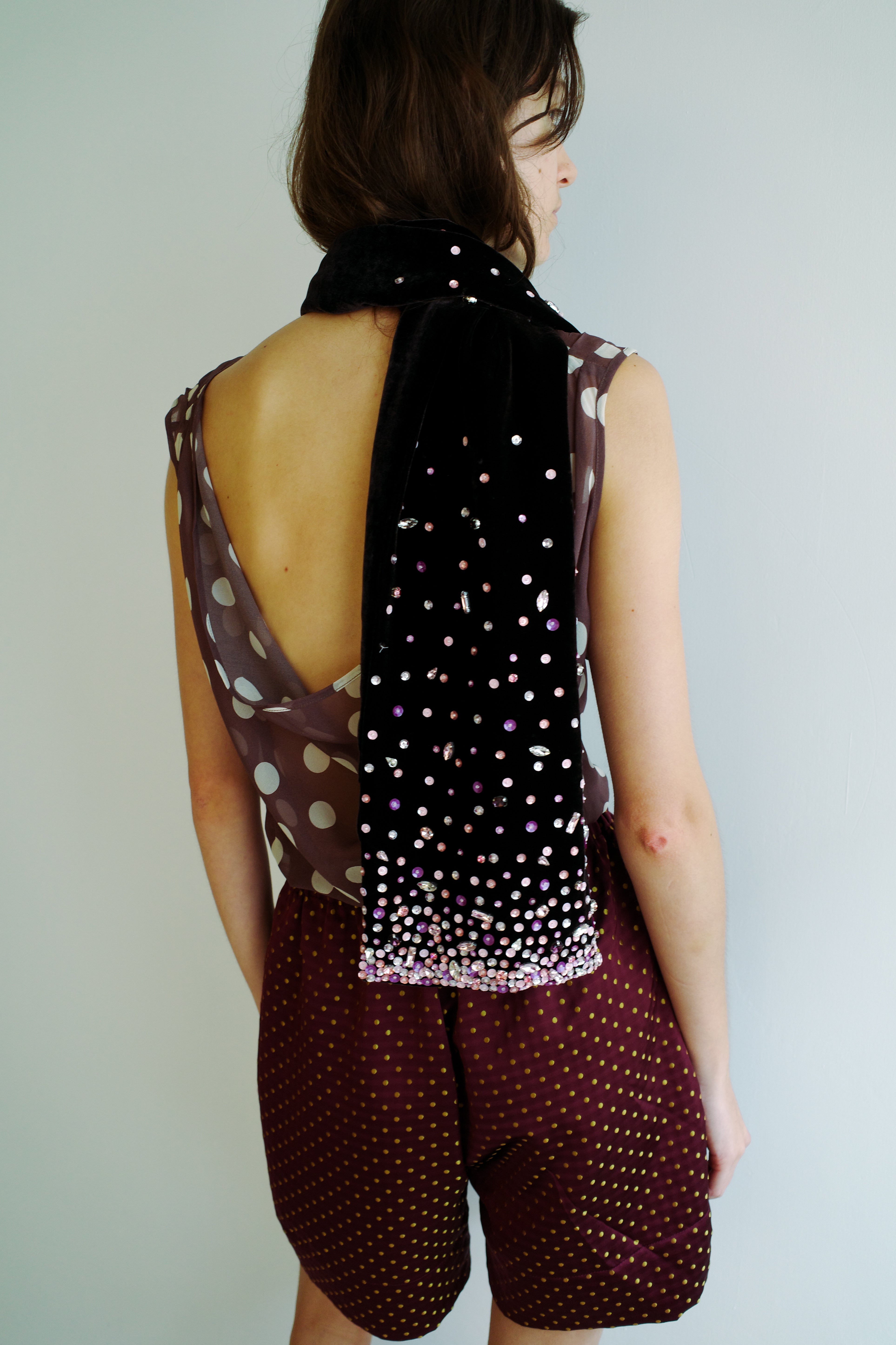 Ursula Scarf - Dark Brown w. Pink