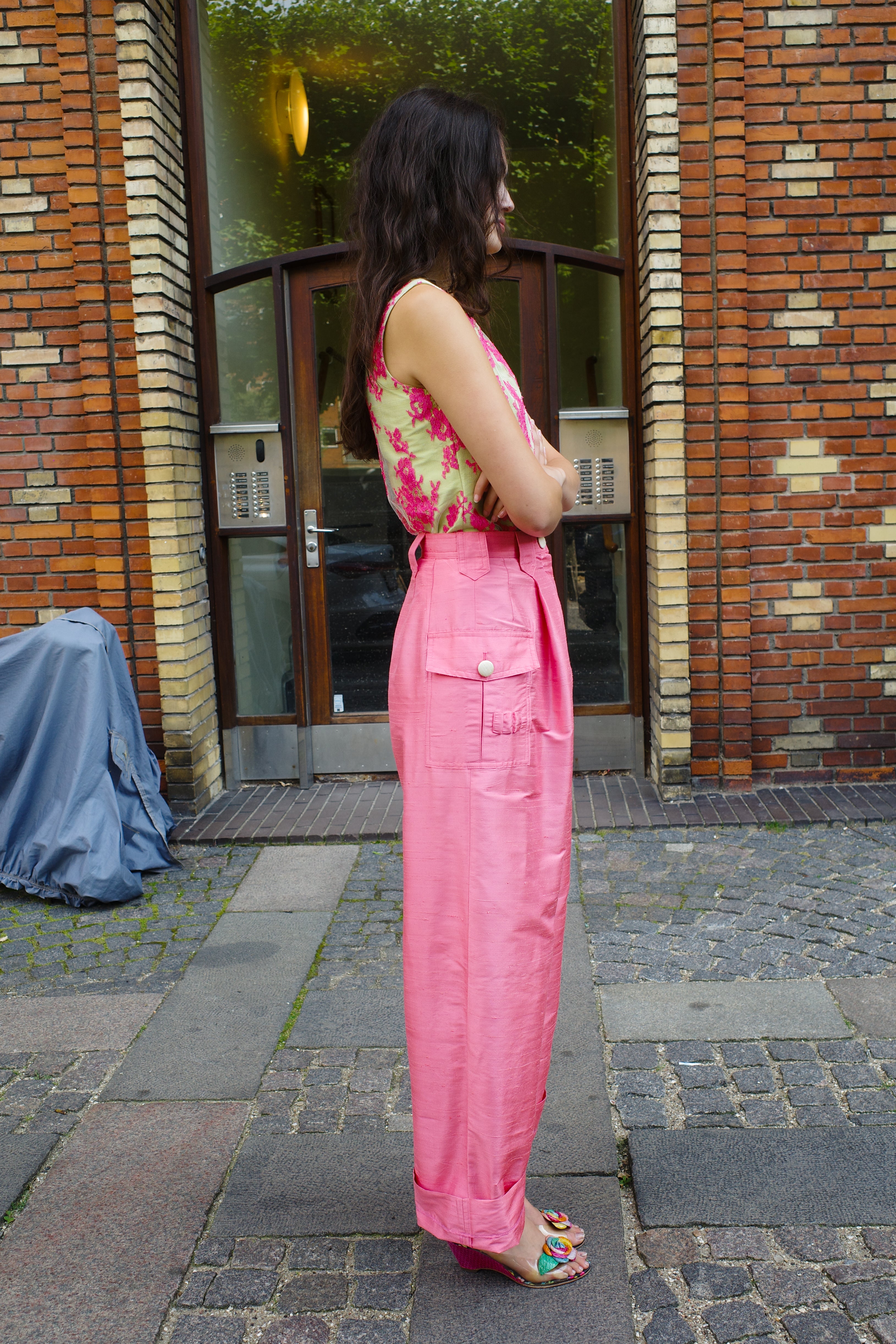 Beatrice Pants pink silk