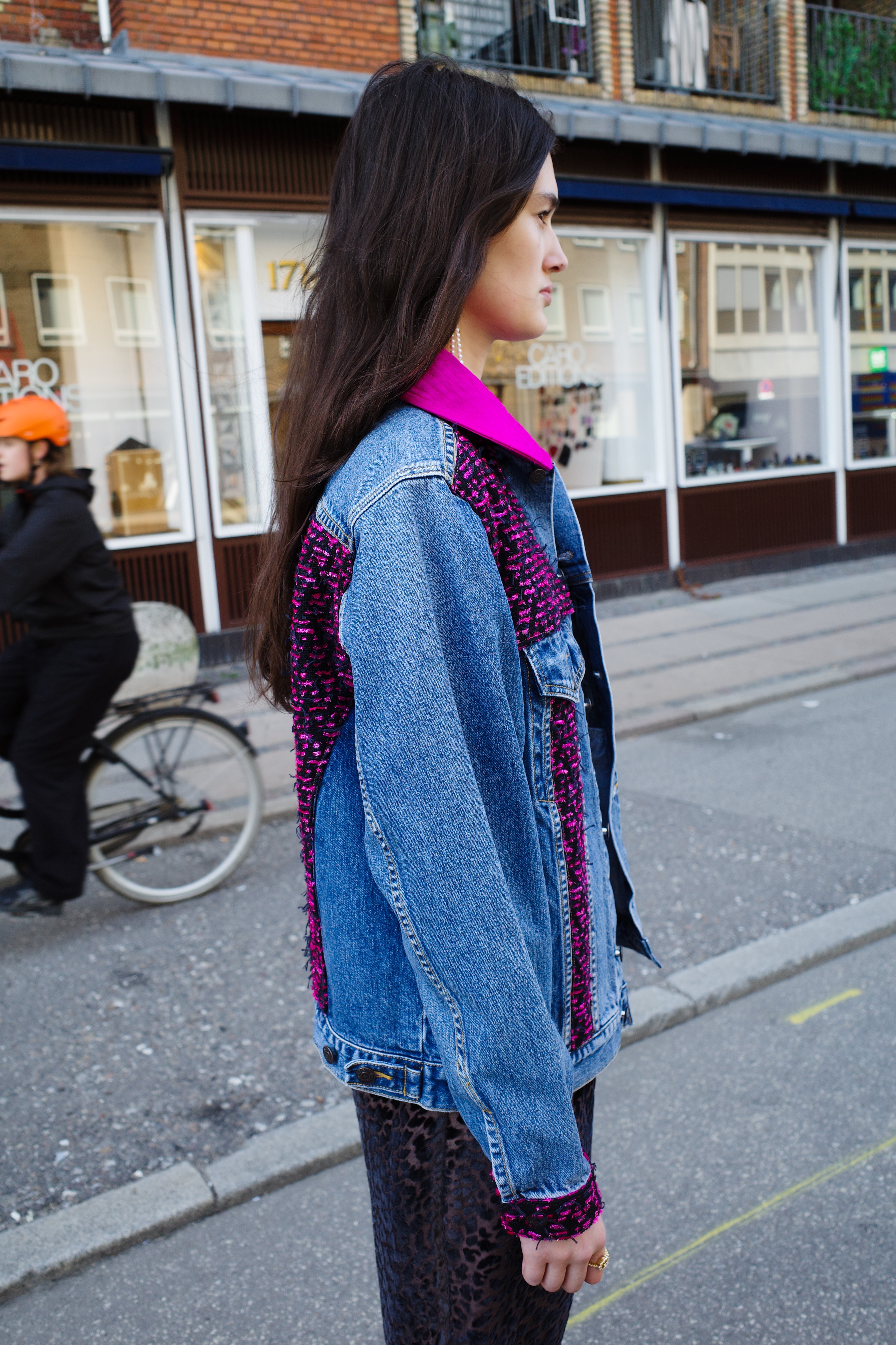 Upcycled Denim Jacket with deadstock Chanel fabric