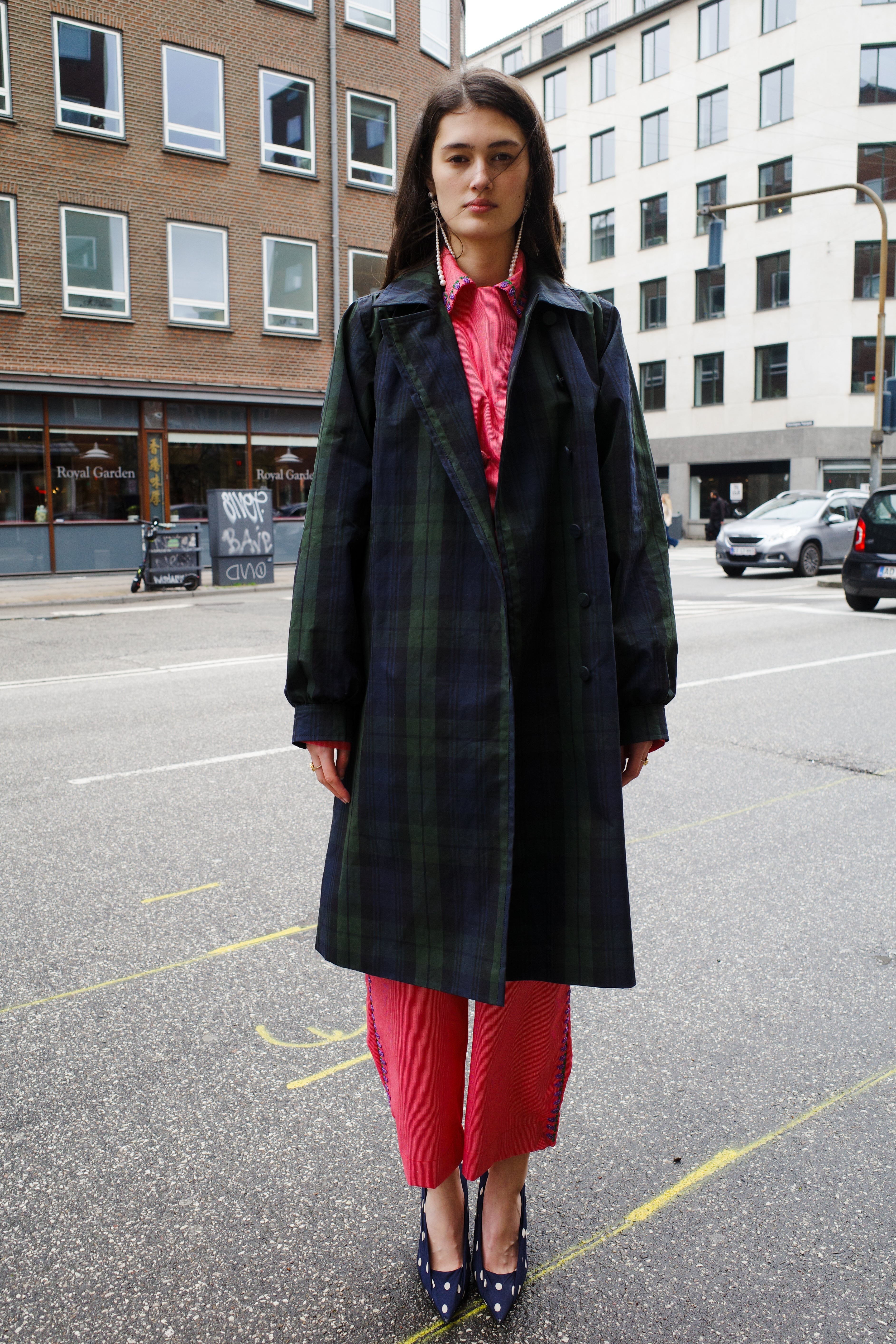 Vivian Coat - Hybrid Aero Waxed Cotton - Green and black check