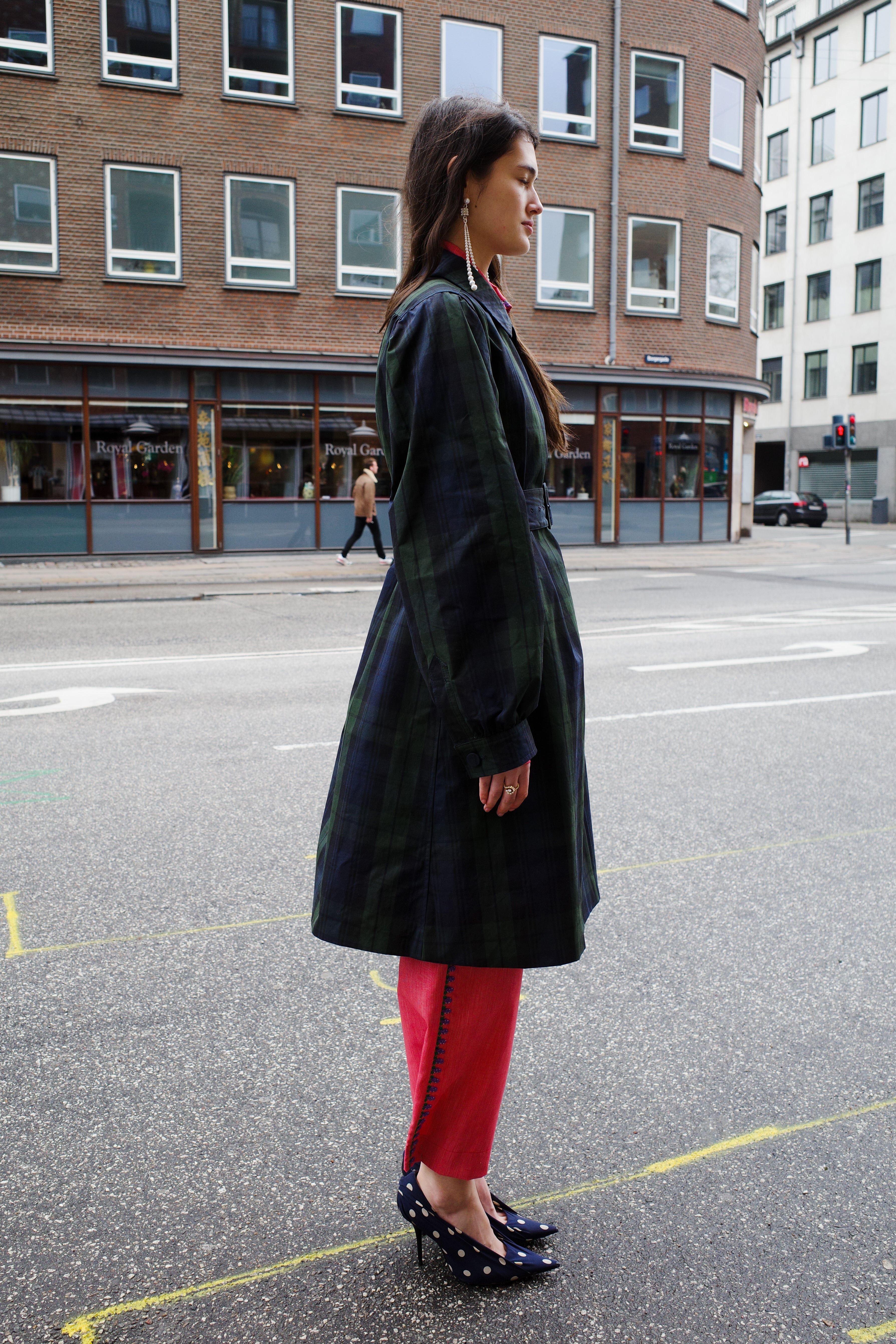 Vivian Coat - Hybrid Aero Waxed Cotton - Green and black check