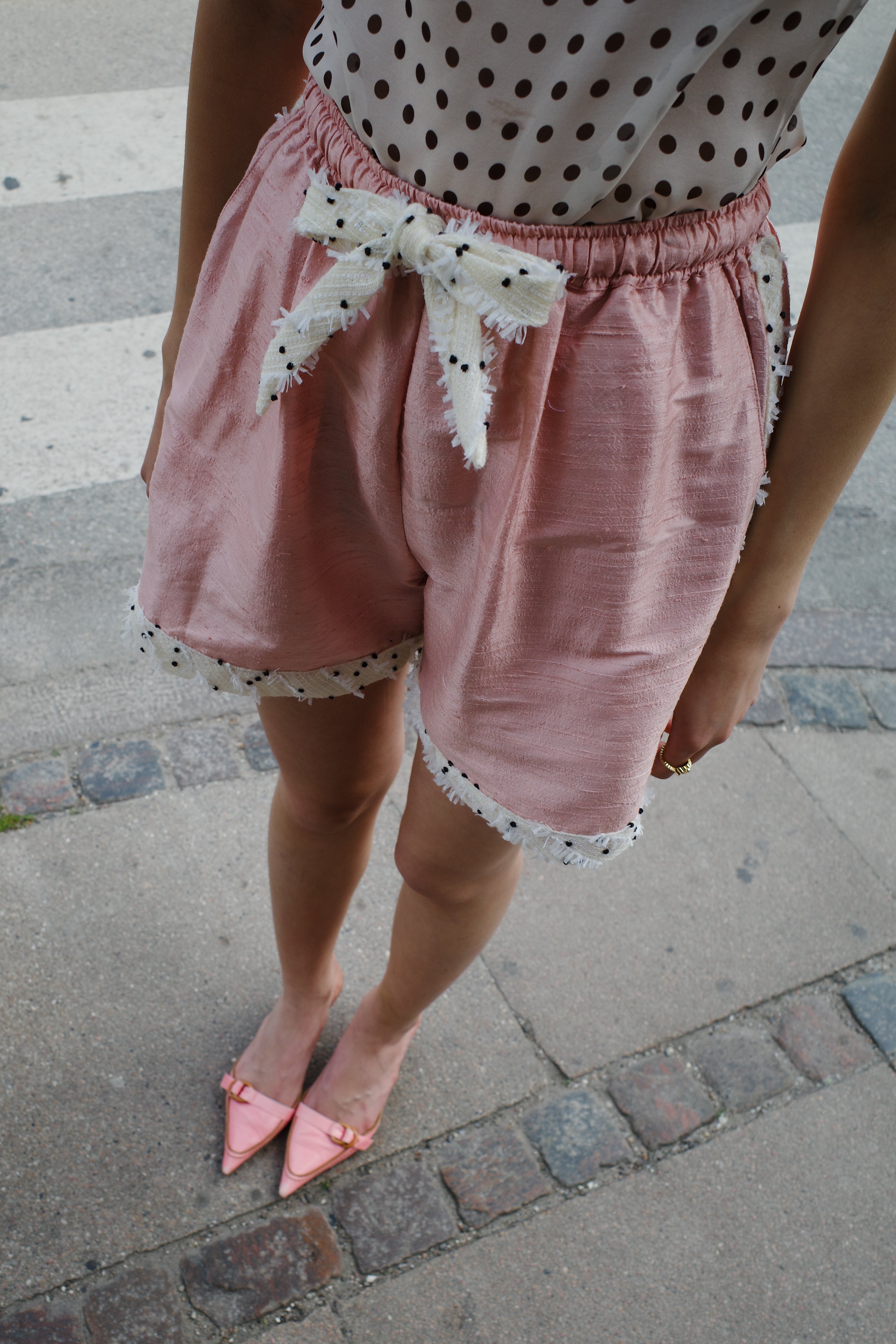 Coco shorts with heart - pale silk
