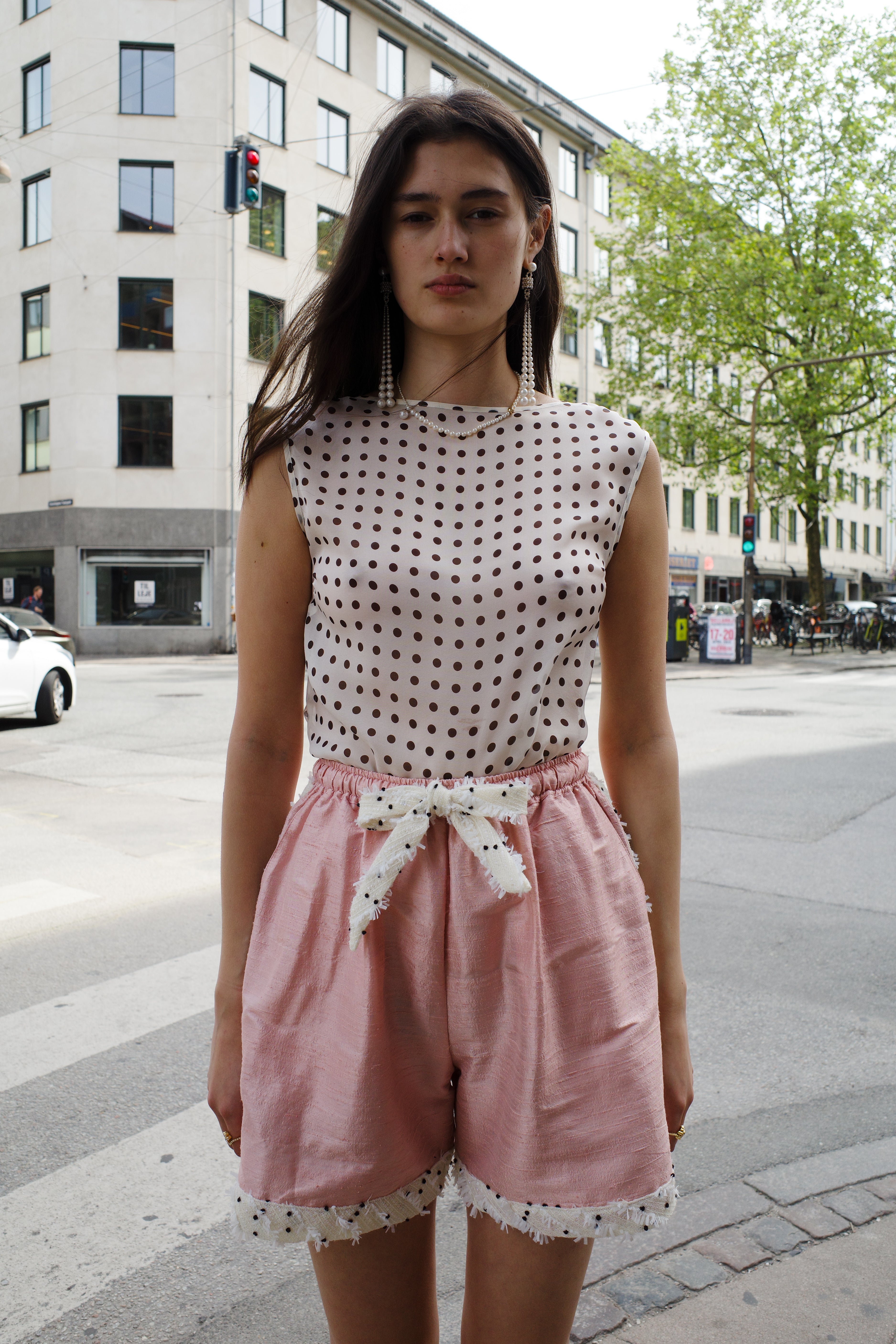 Coco shorts with heart - pale silk