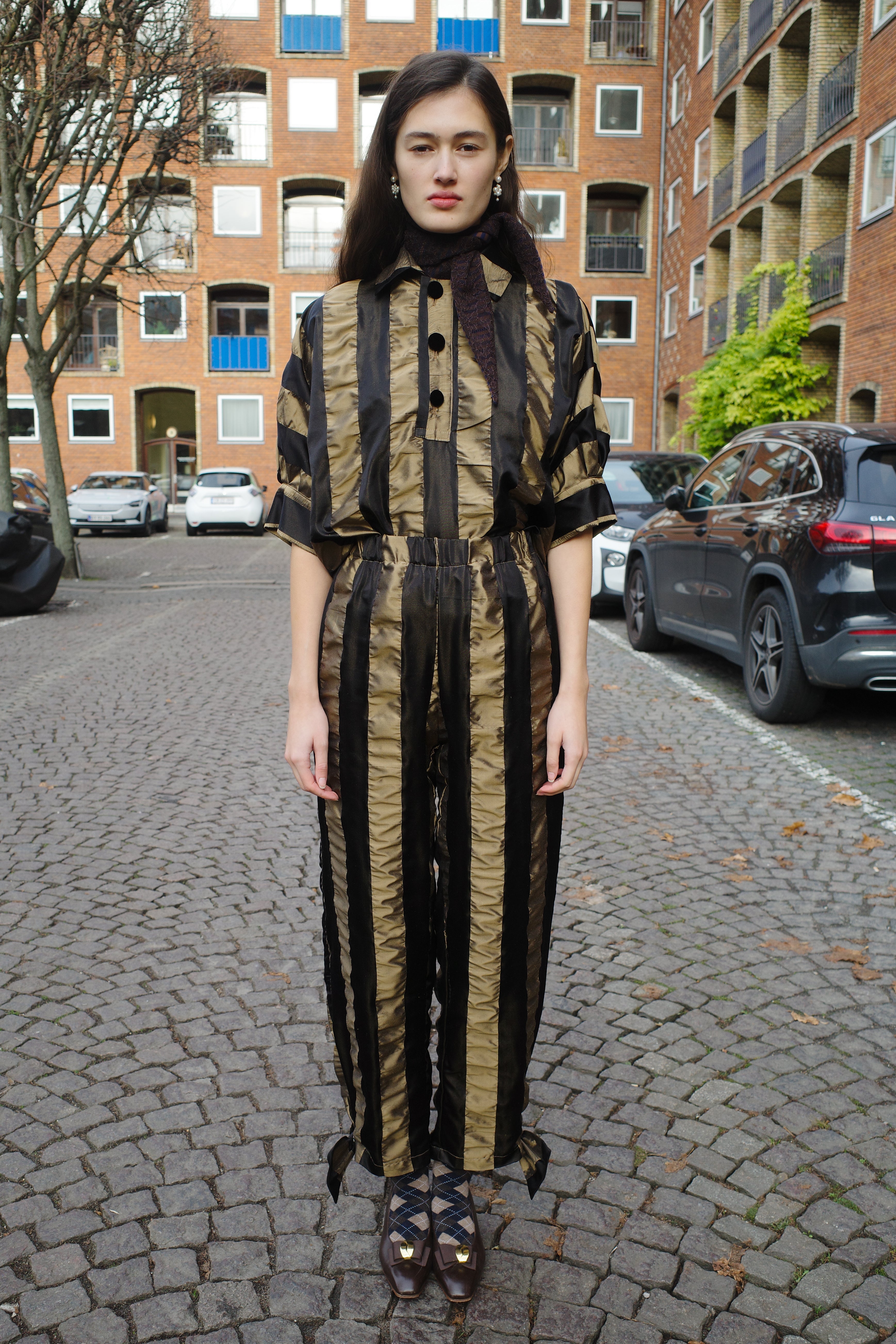 Coco Pants w. Bows Silk Organza Black/Cobber