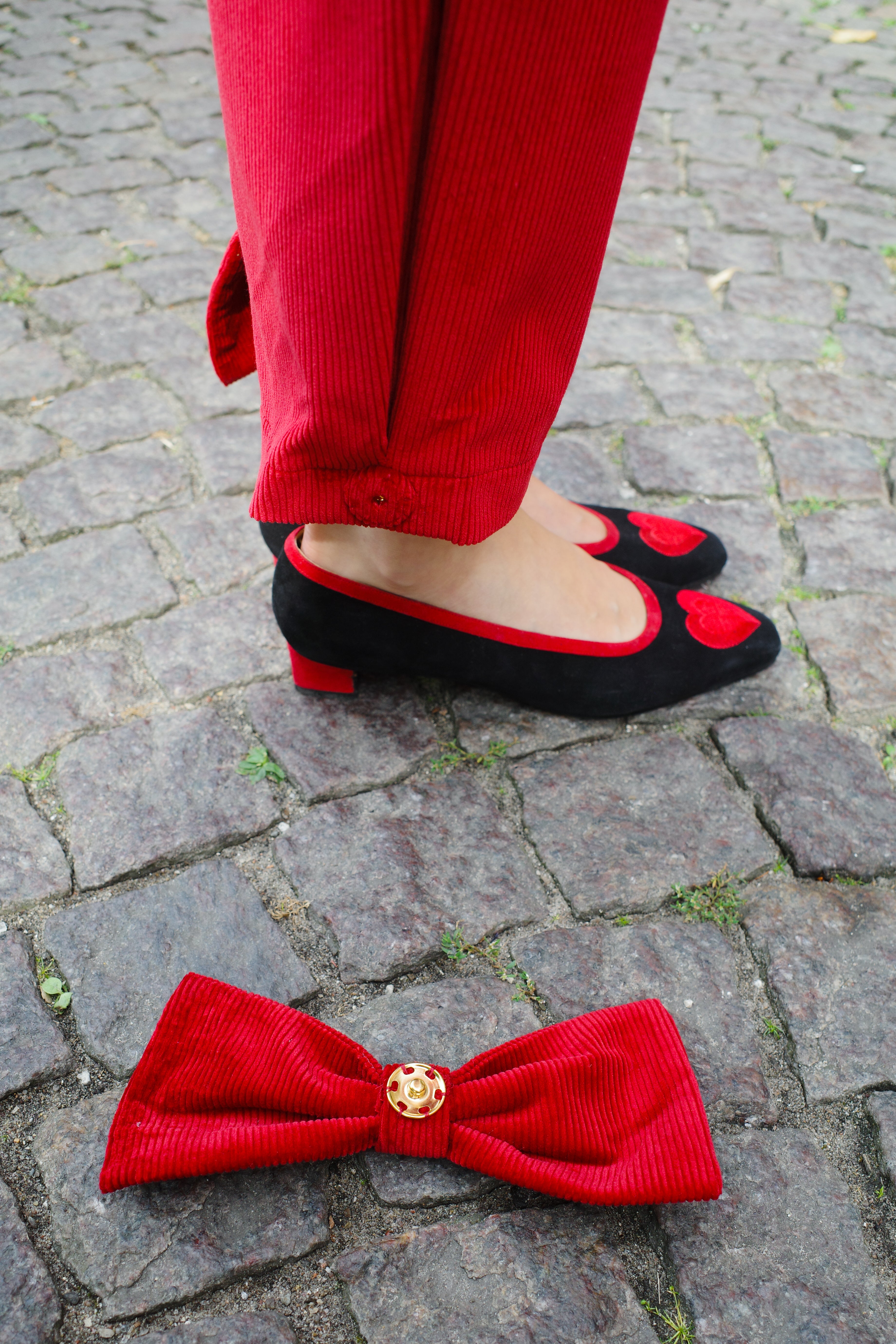 Coco Pants w. Bows Corduroy Red