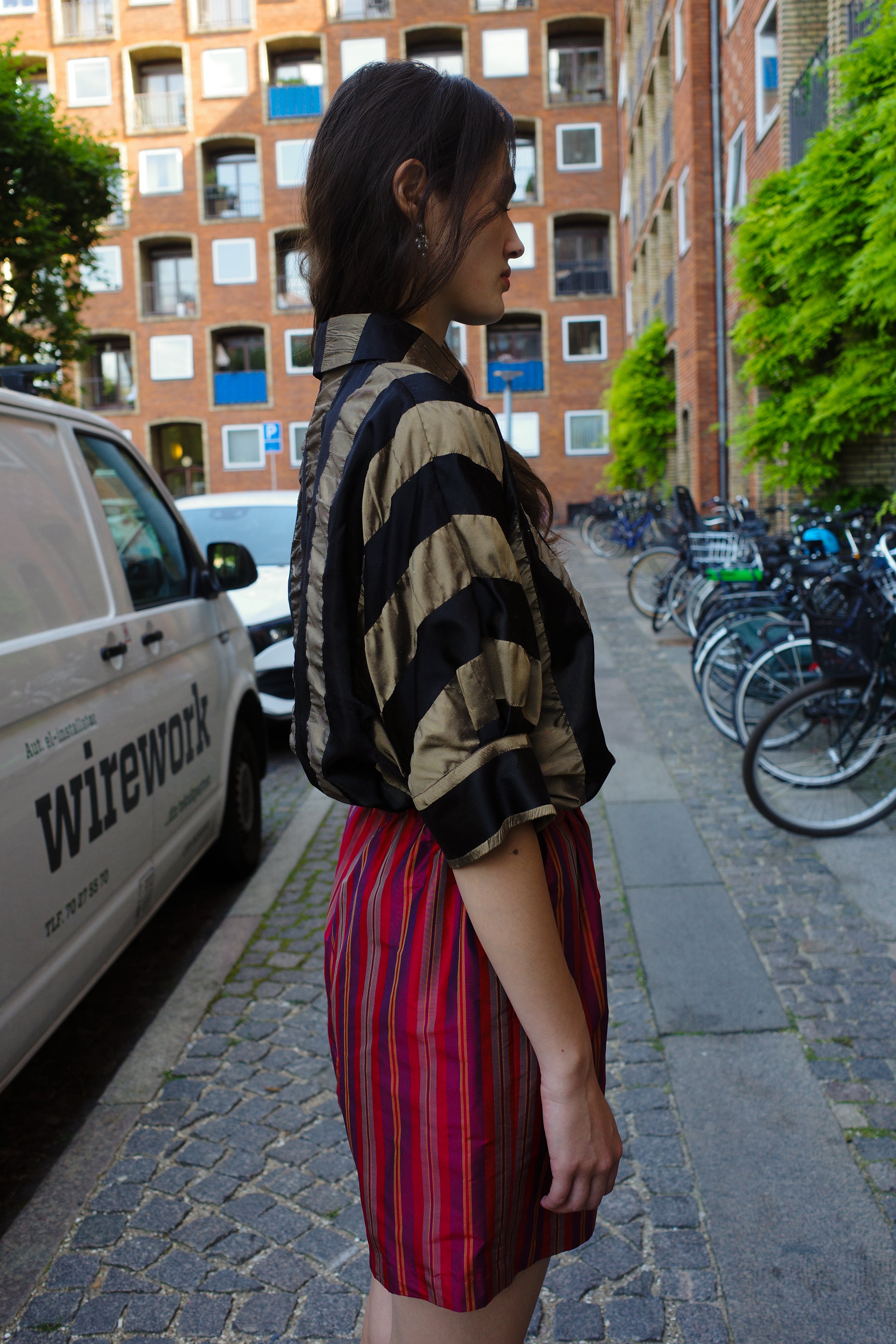 Lisbeth Blouse Silk Organza Black/Cobber