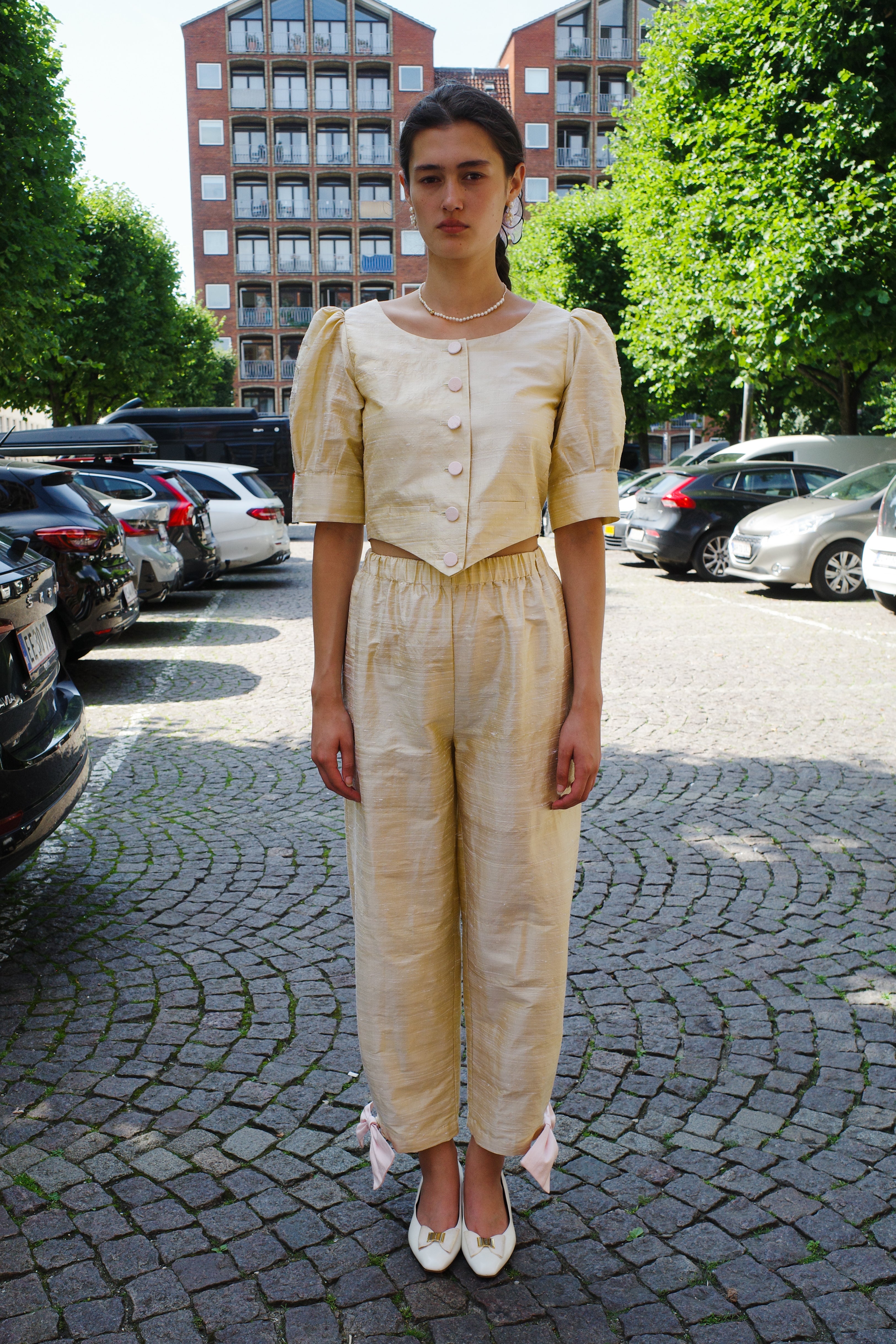 Coco pants - yellow silk taffeta