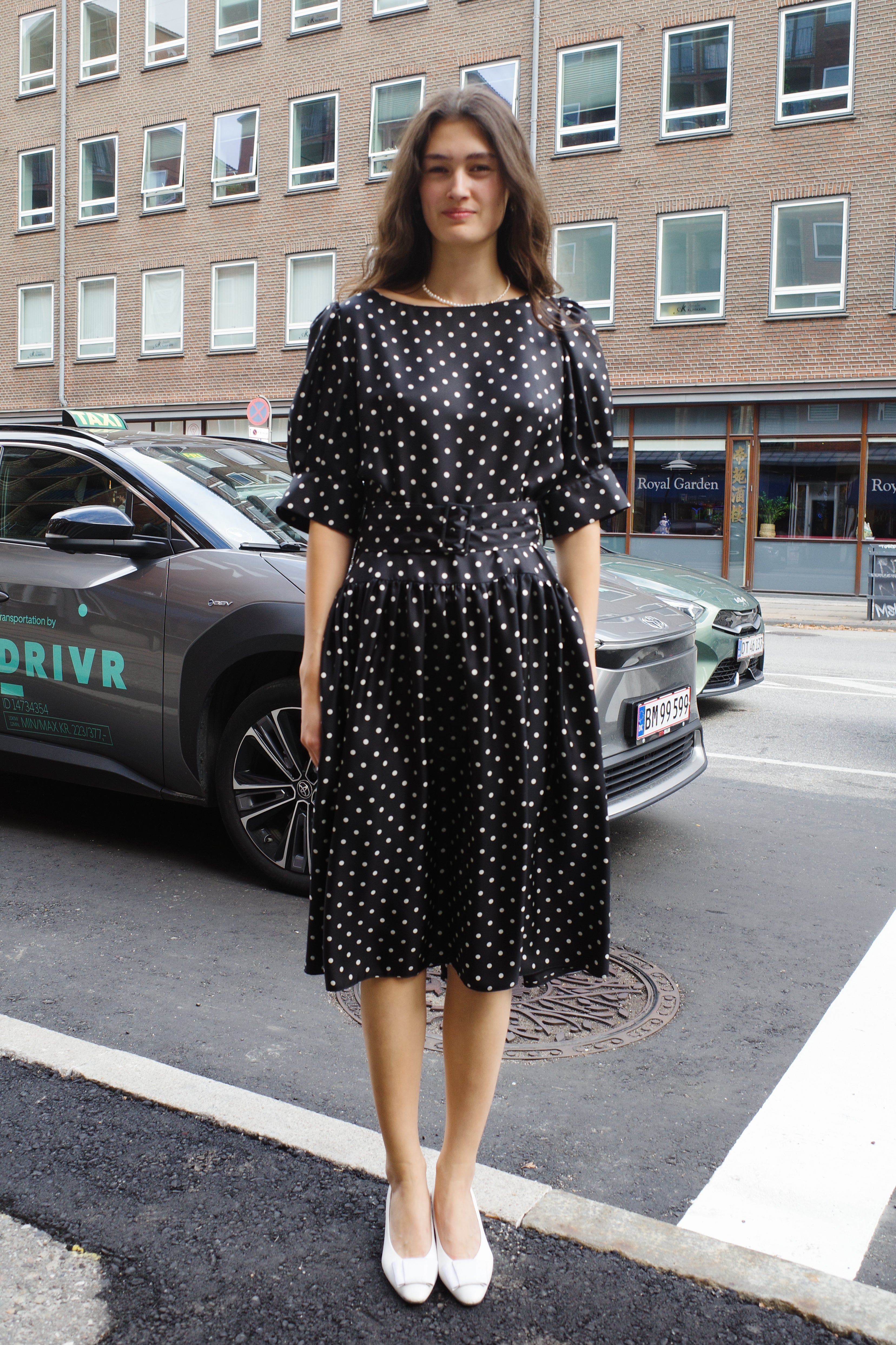 Bjorg Dress Silk Black - White Dots