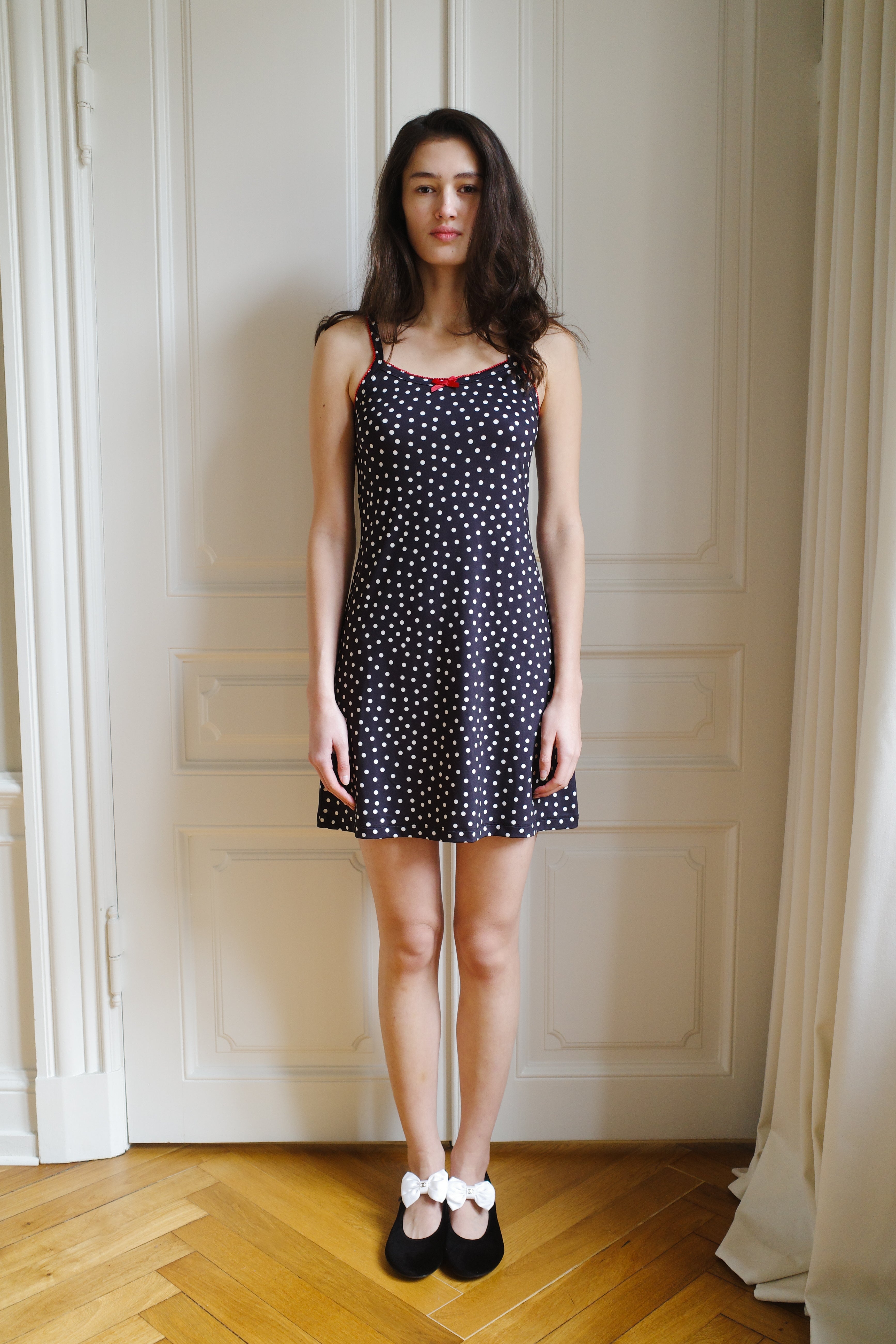 Slip Dress Jersey Black Dots