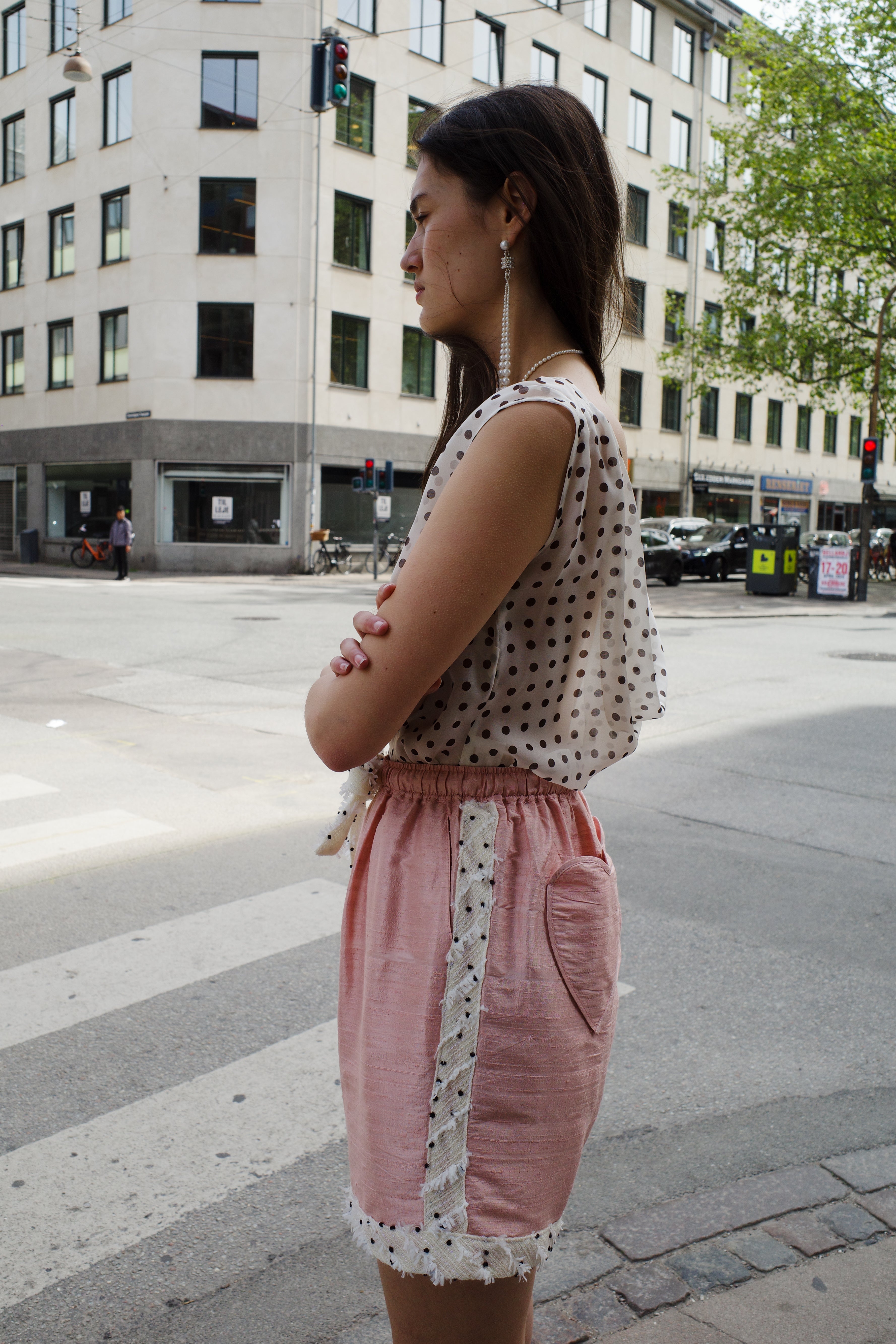 Coco shorts with heart - pale silk