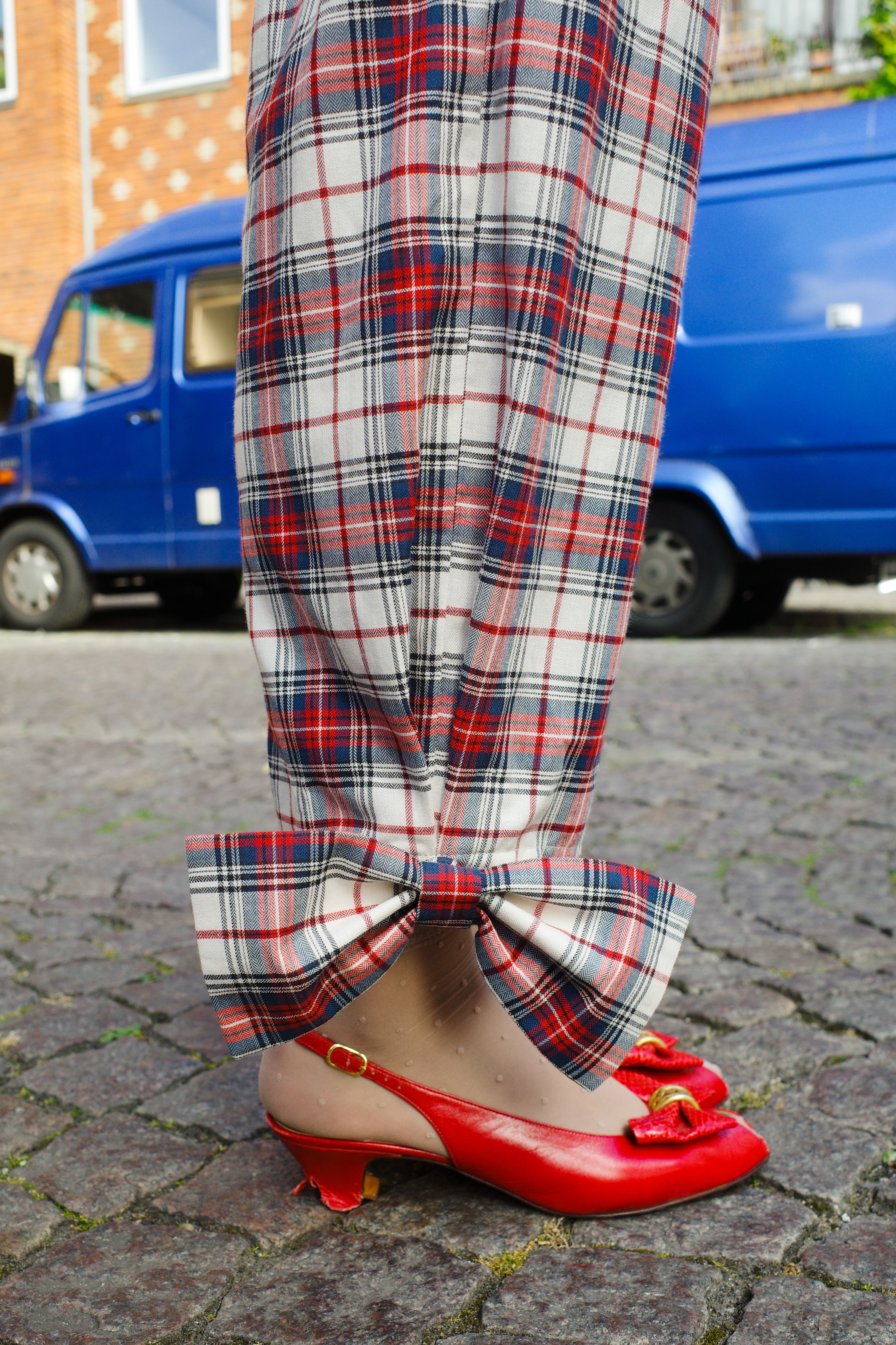 Coco Pants w. Bows Cotton Red/White/Blue/ Check