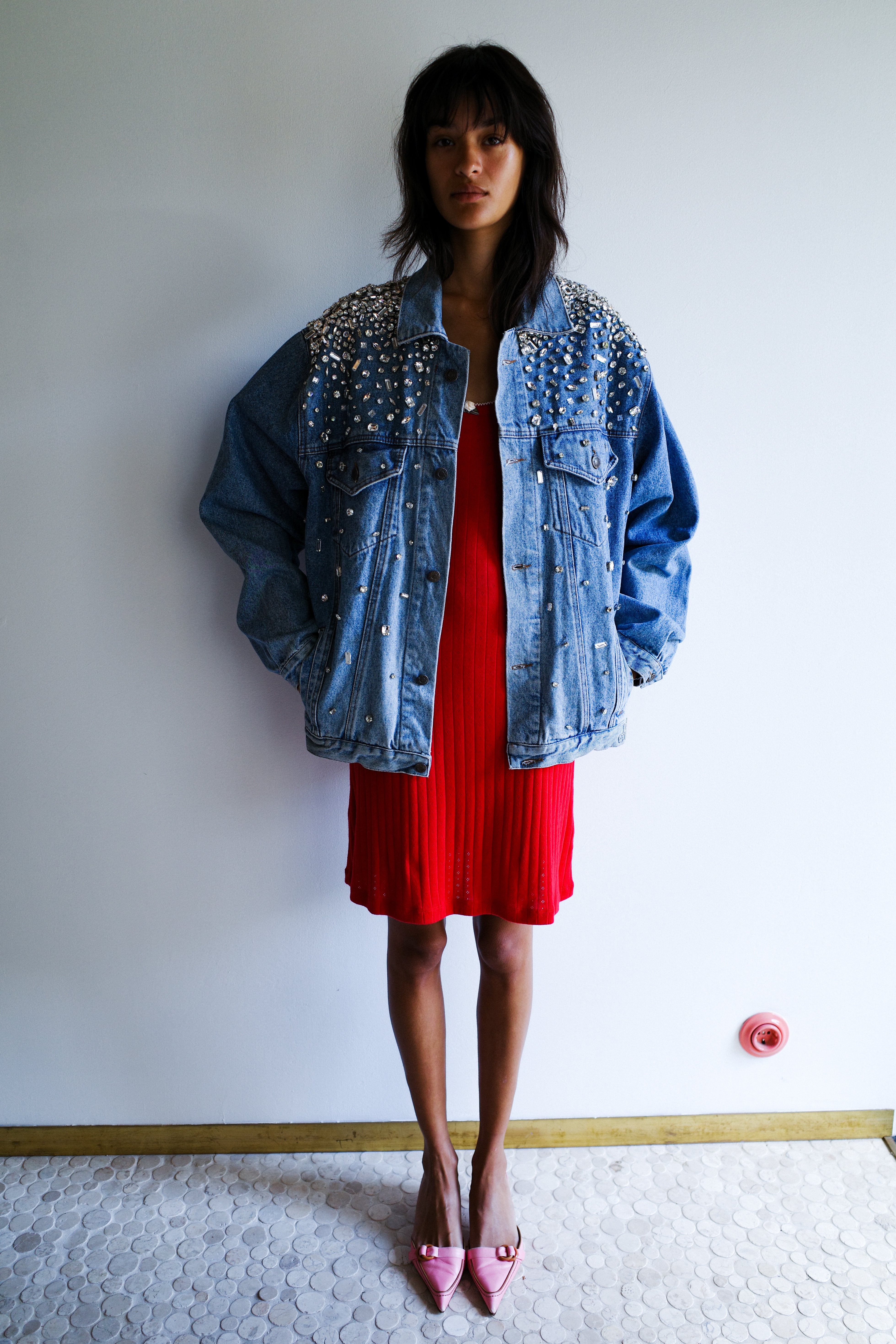 Upcycled Denim Jacket - Diamonds