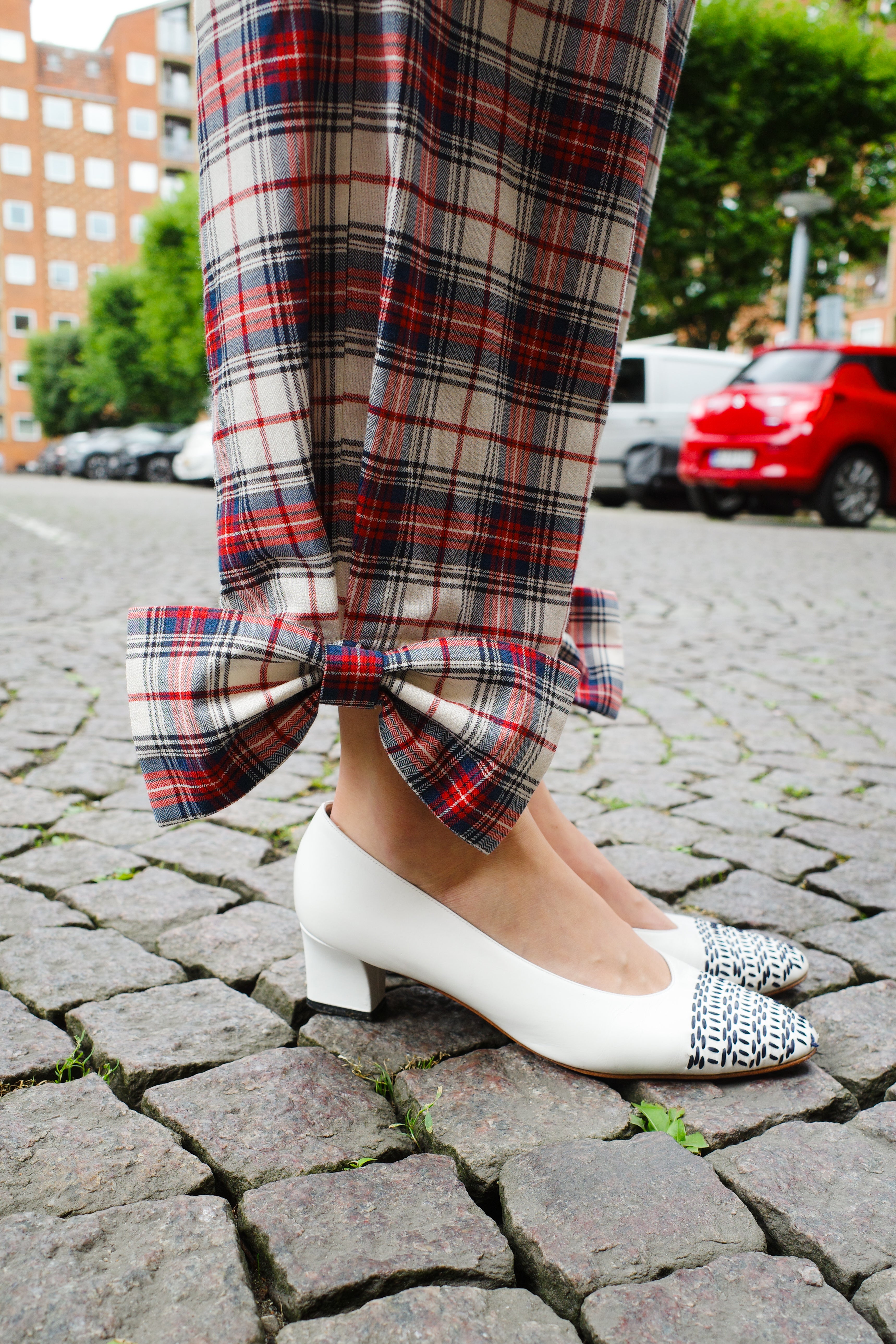 Coco Pants w. Bows Cotton Red/White/Blue/ Check