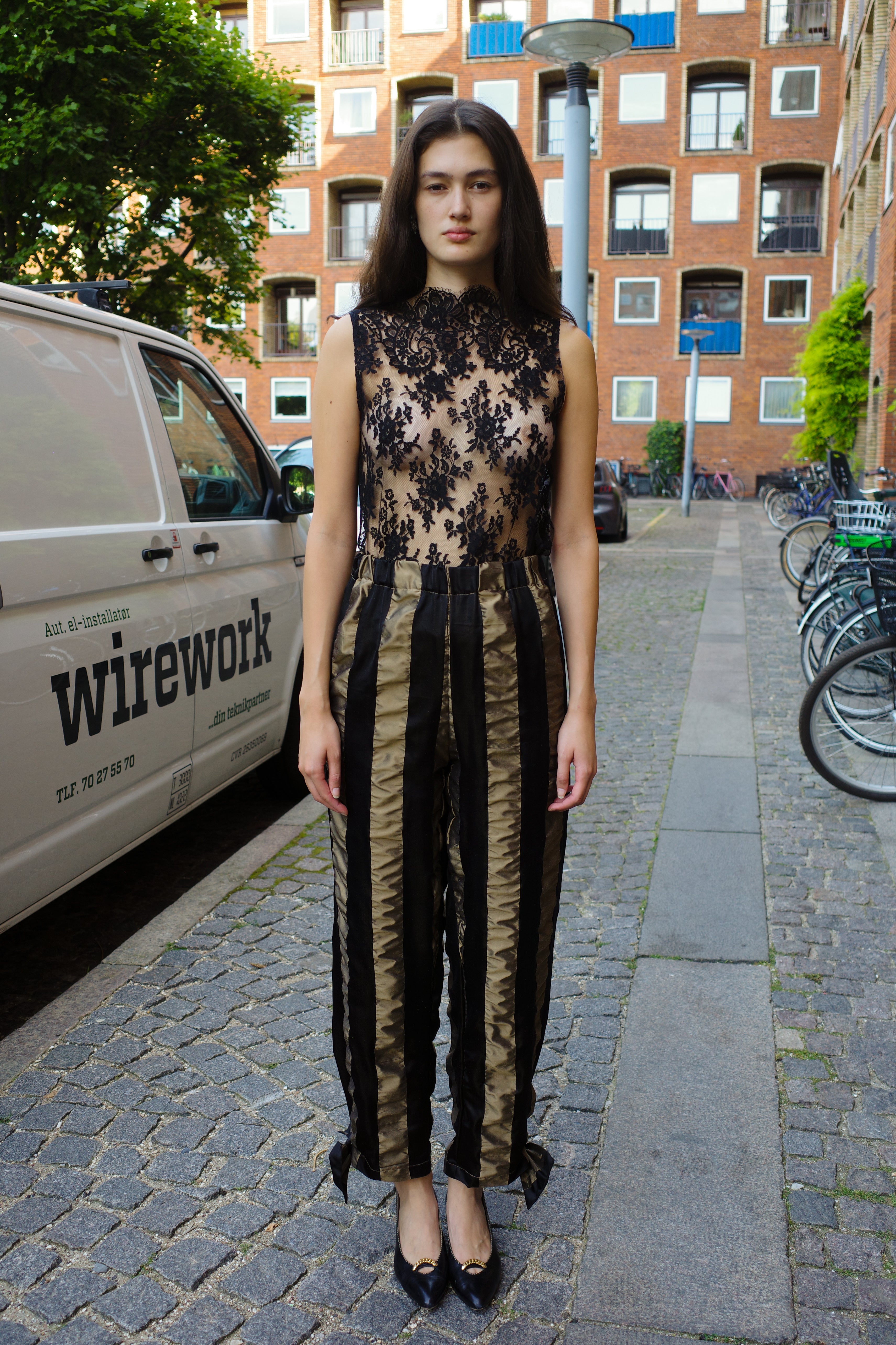 Coco Pants w. Bows Silk Organza Black/Cobber