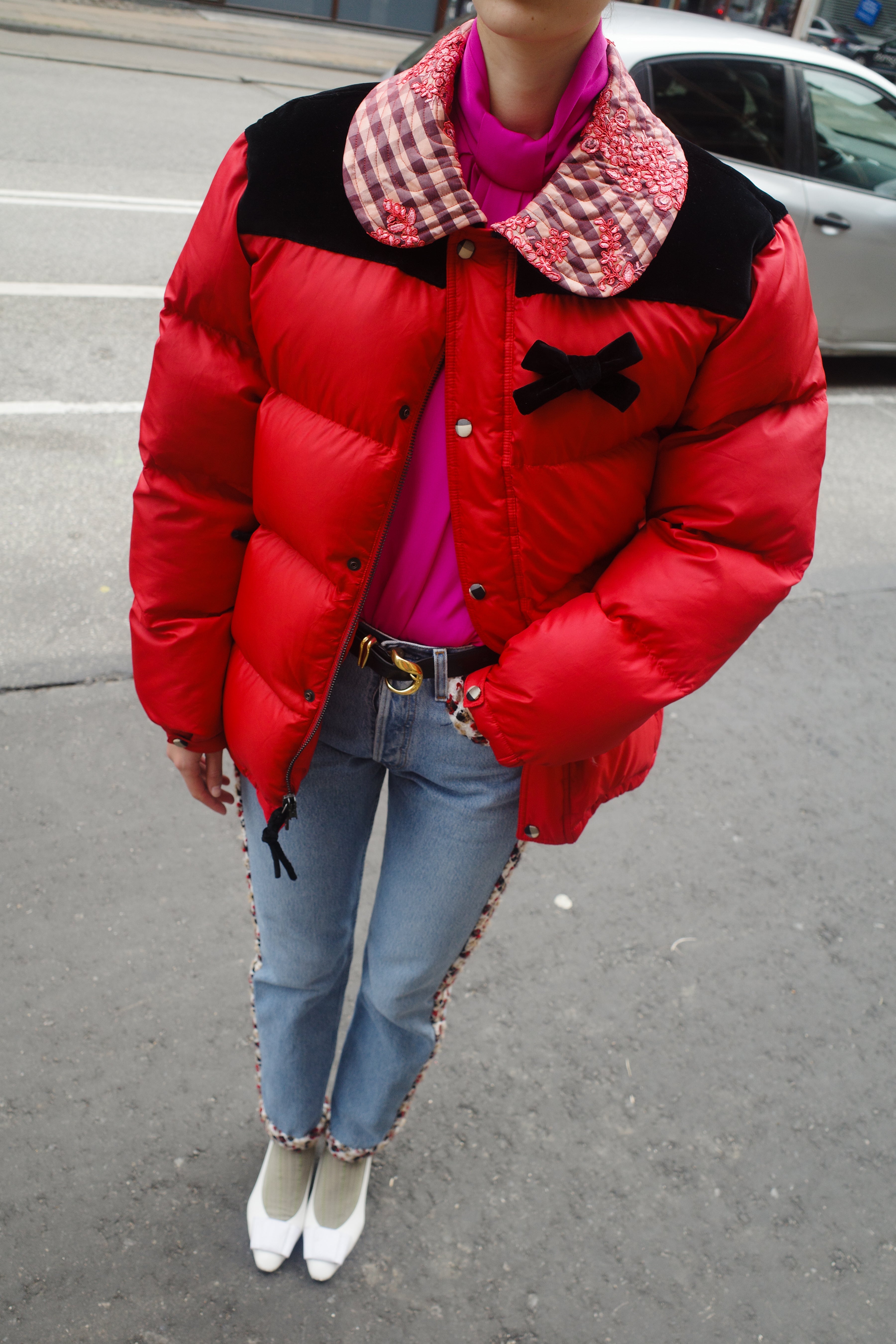 UPCYCLED caro puffer jacket