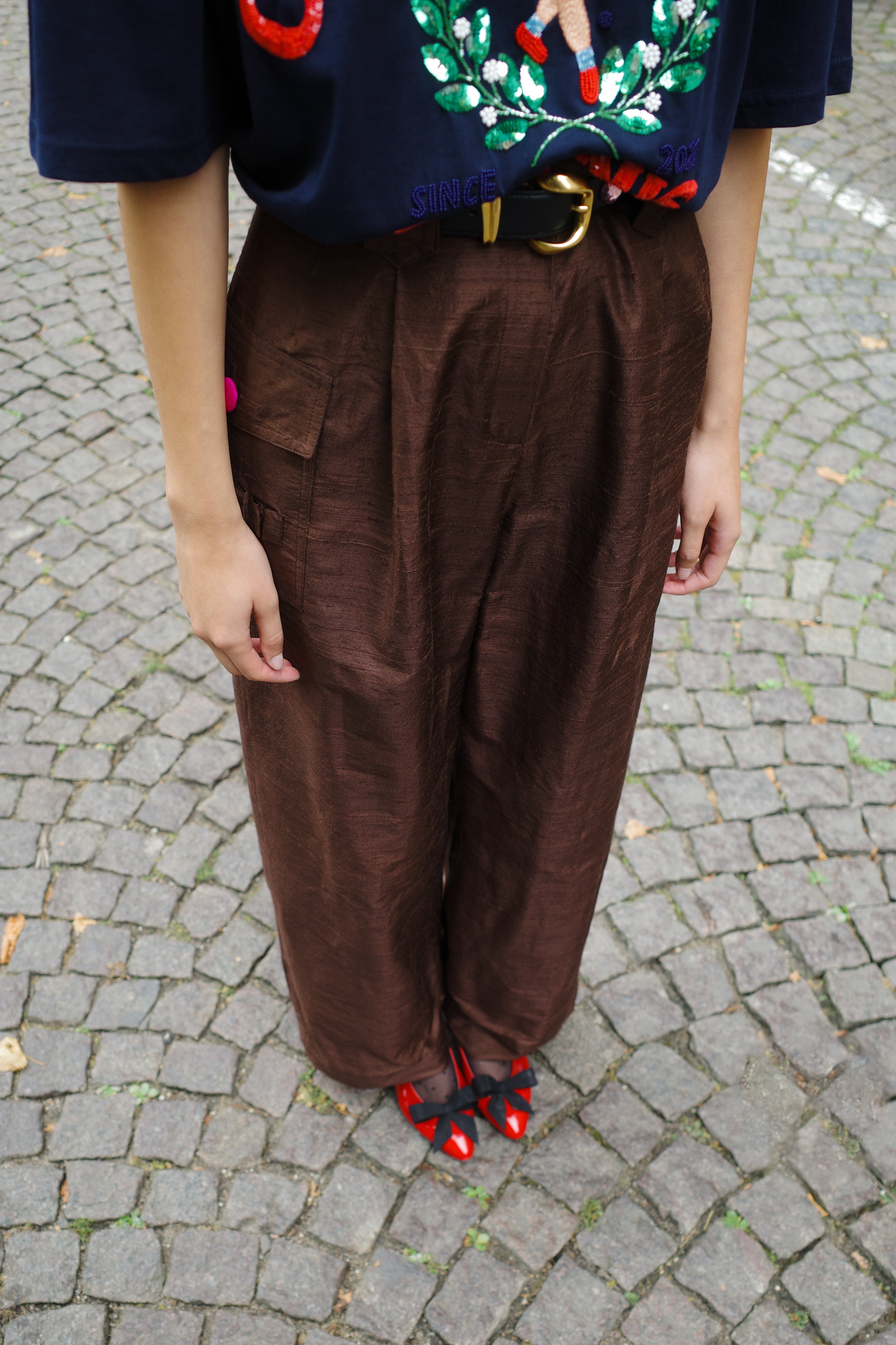 Beatrice Pants brown silk