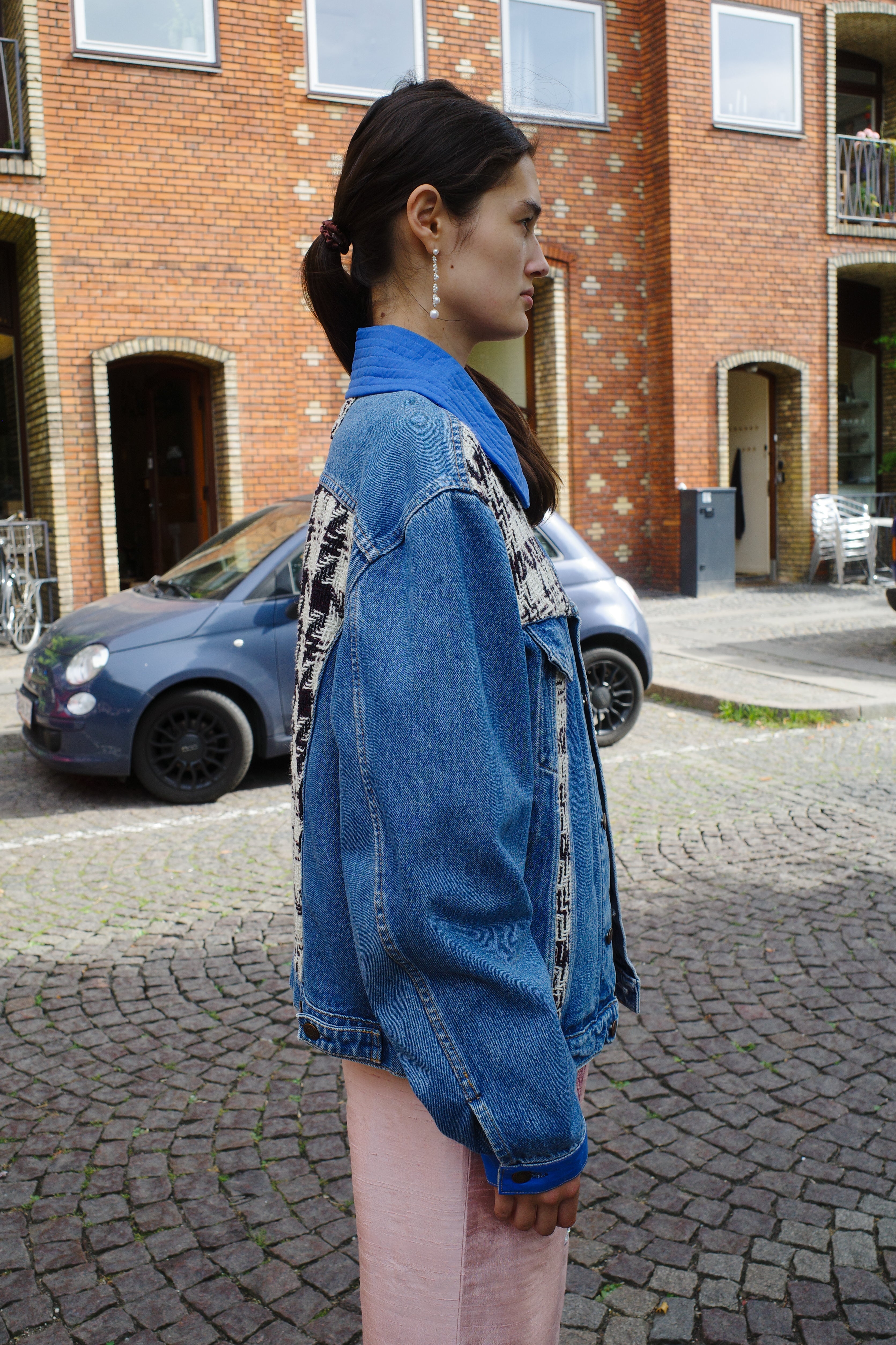 Upcycled Denim Jacket with deadstock Chanel fabric