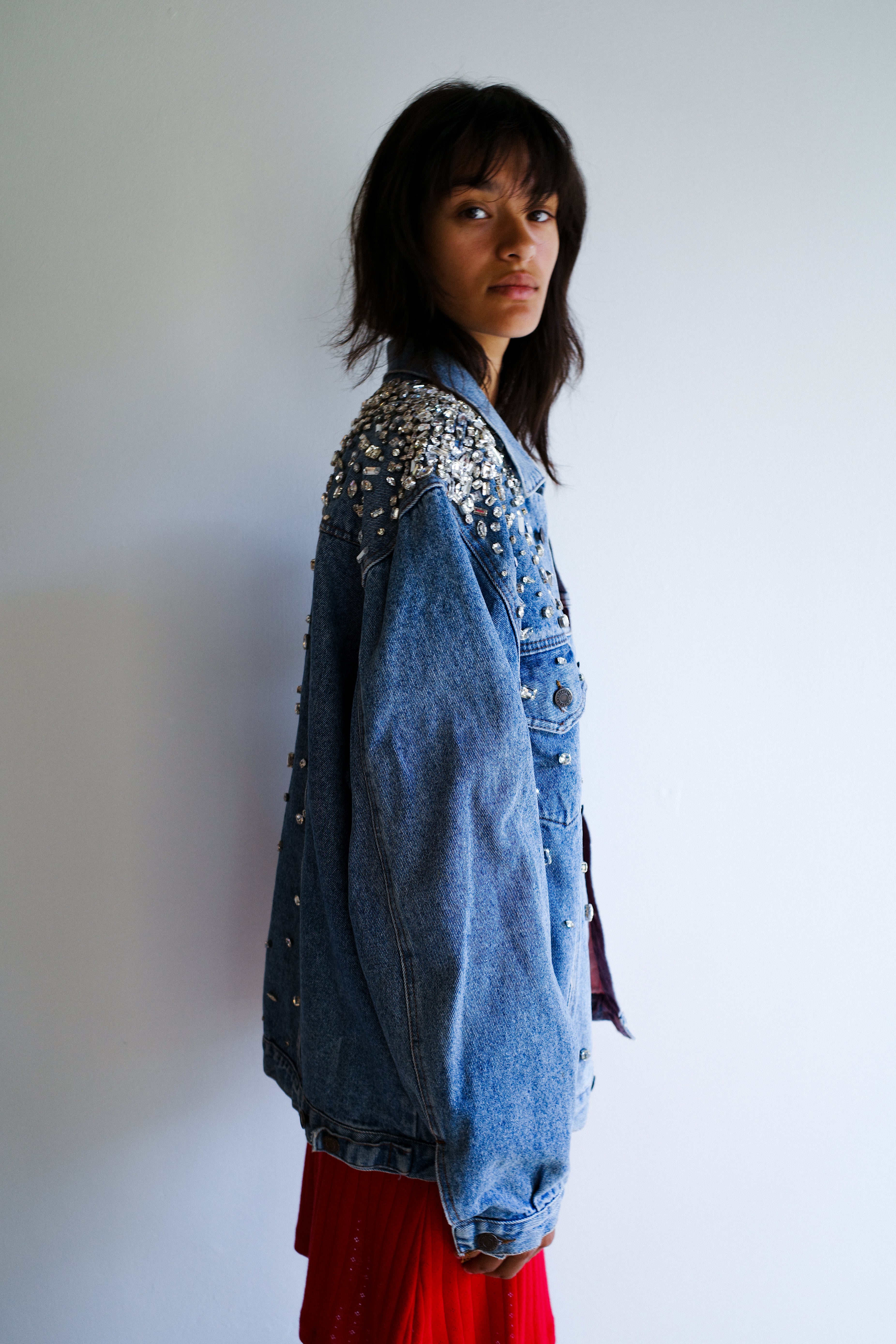 Upcycled Denim Jacket - Diamonds