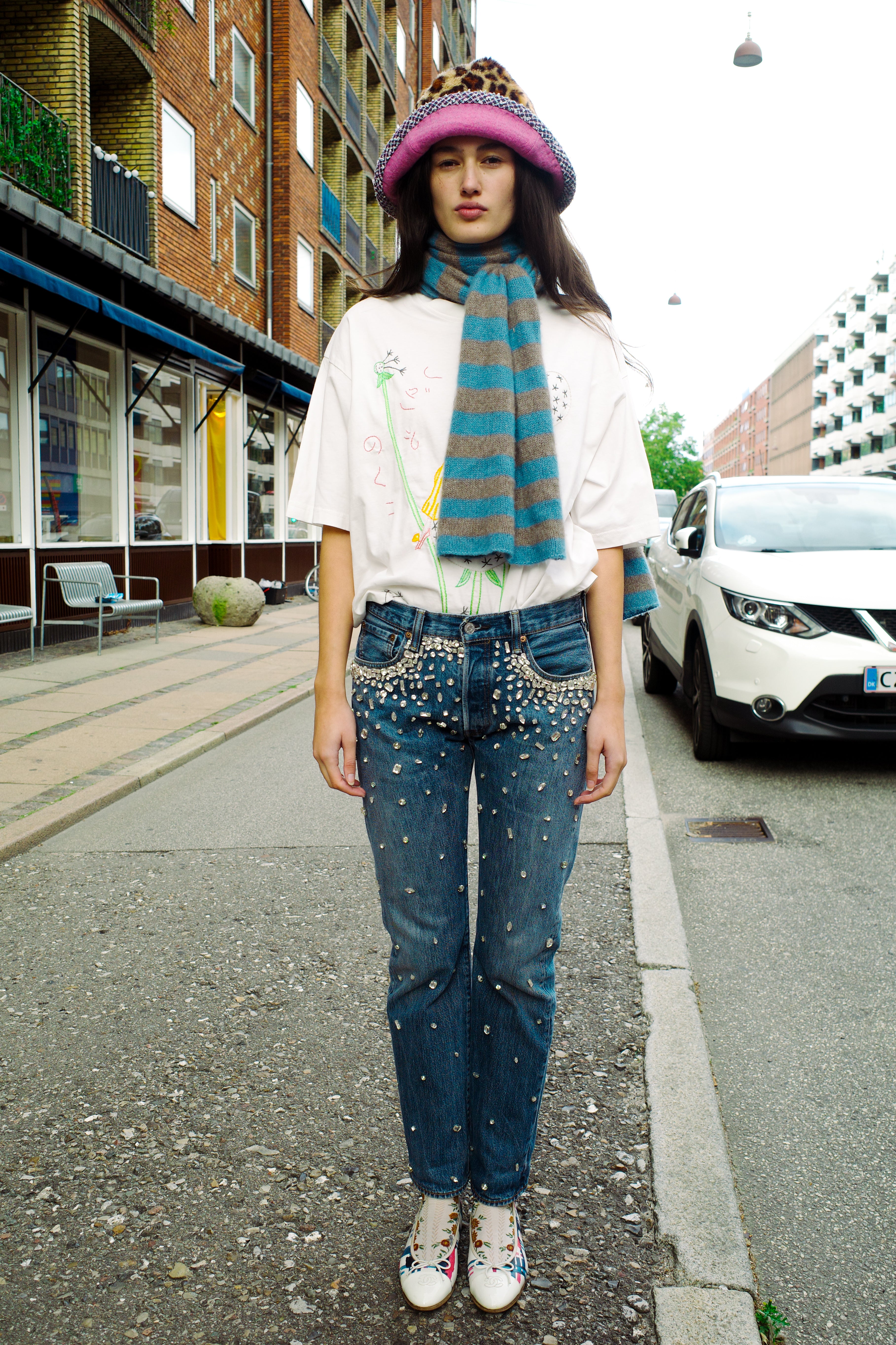 Upcycled Denim Jeans - Diamonds