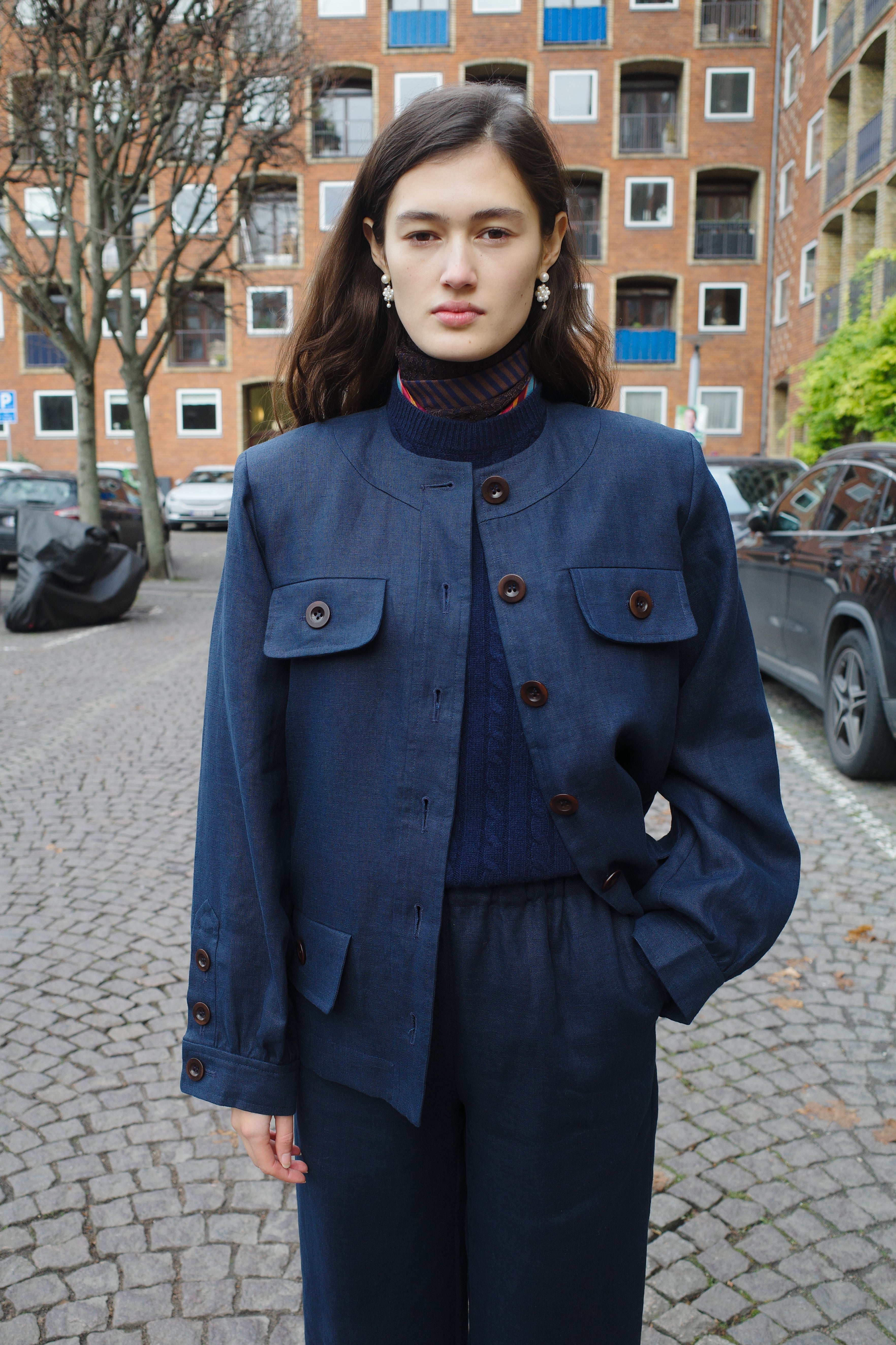 Iggy Jacket Linen Navy