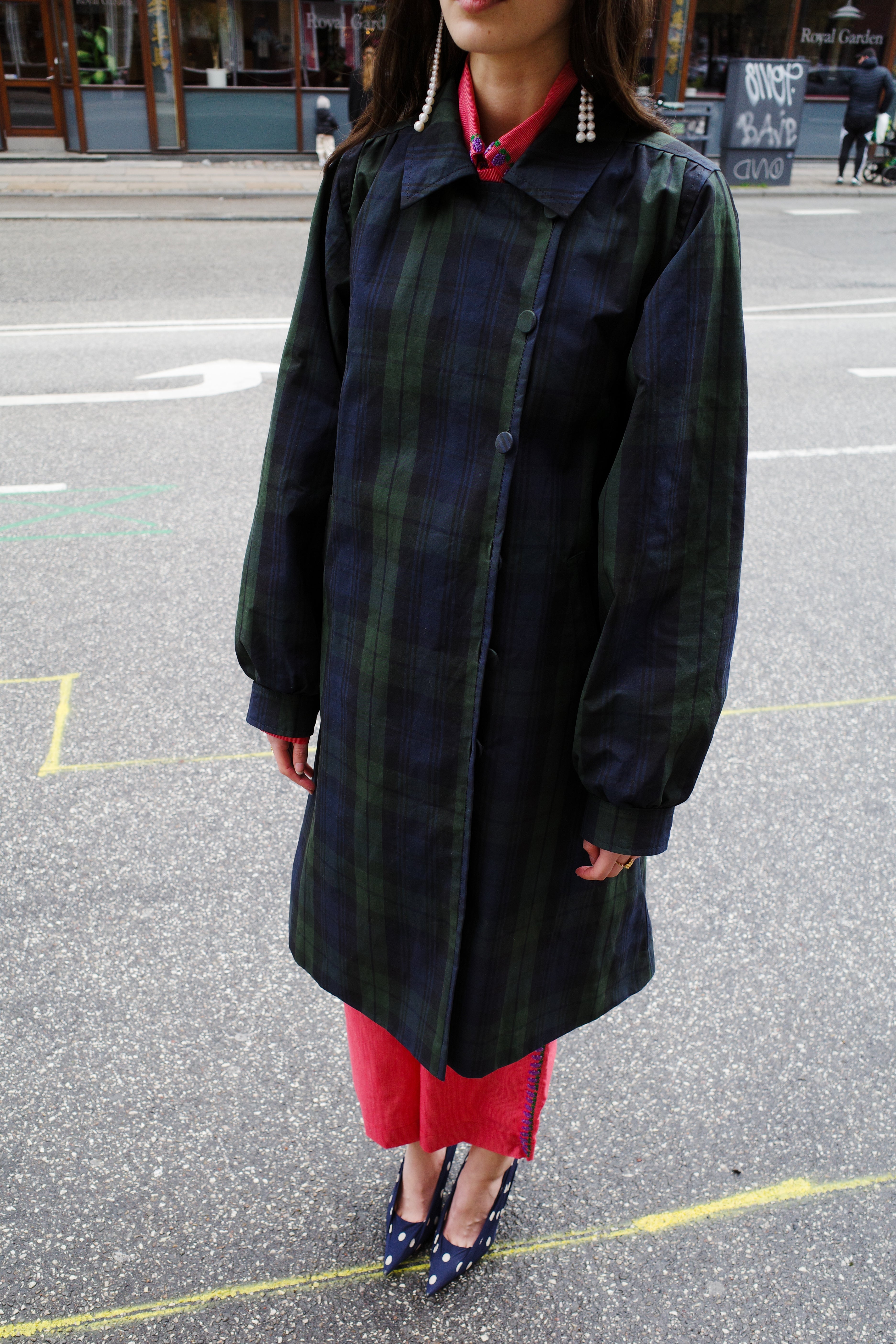 Vivian Coat - Hybrid Aero Waxed Cotton - Green and black check