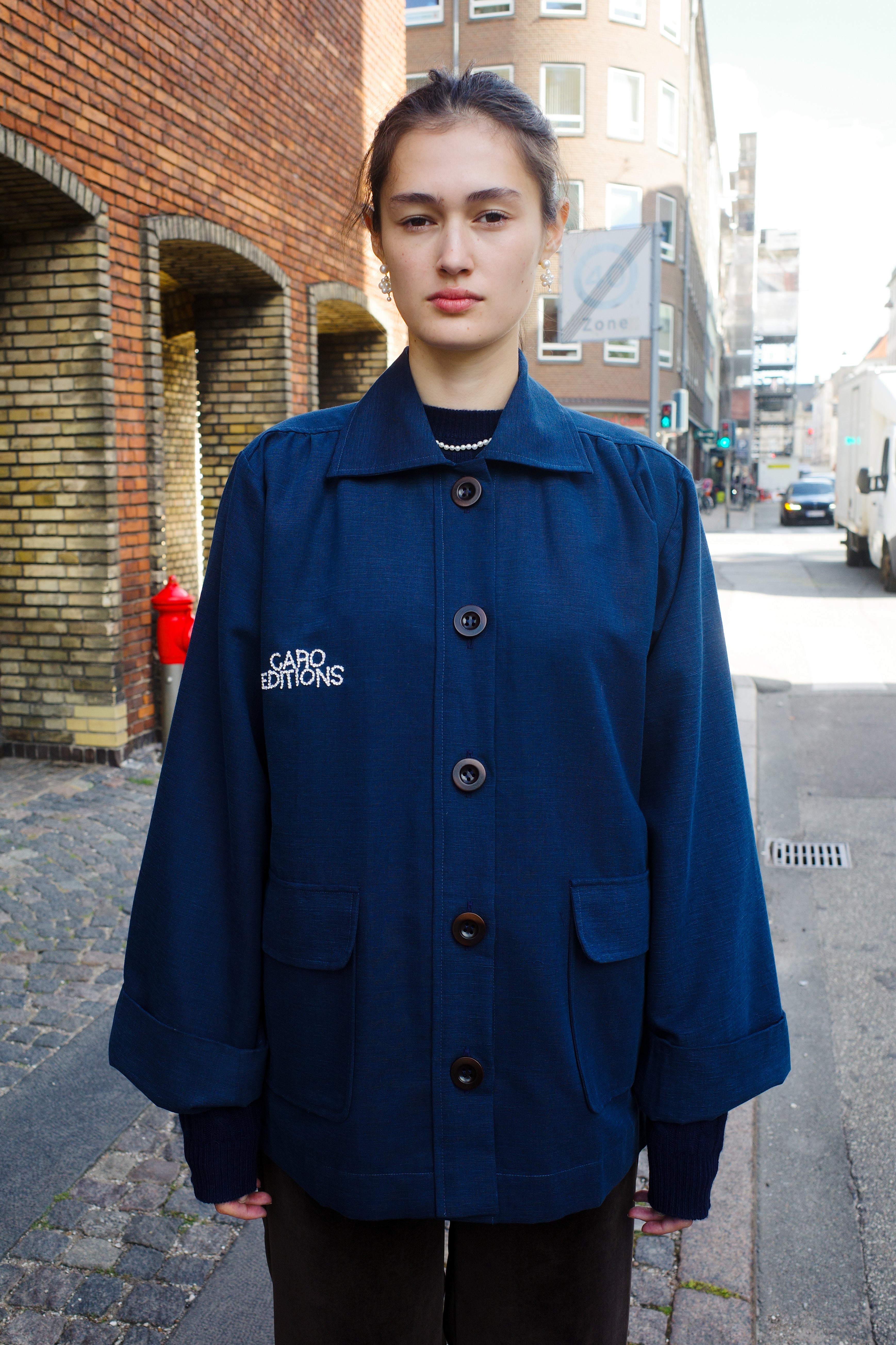 Ana Coat – Navy Blue Cotton Linen