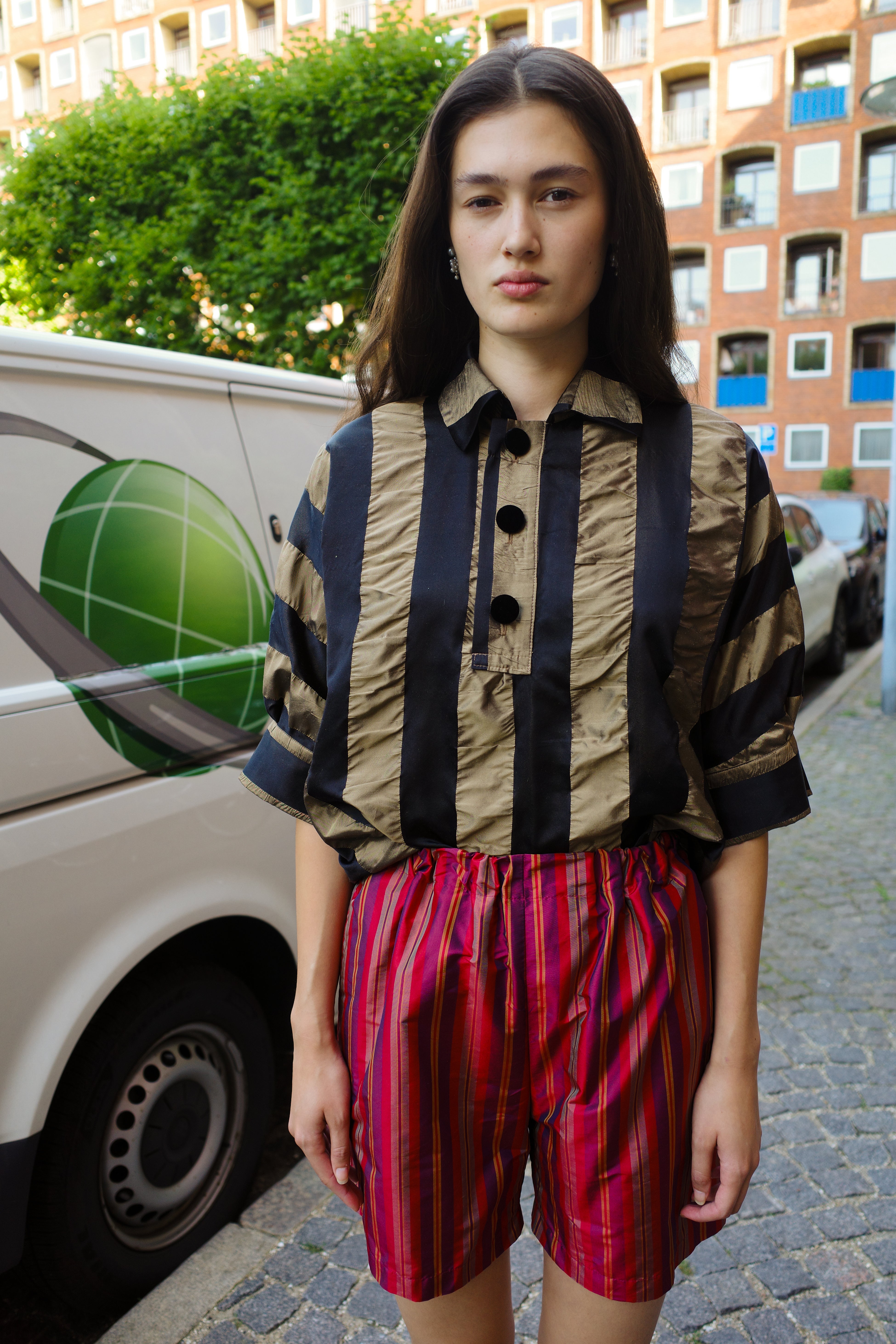 Lisbeth Blouse Silk Organza Black/Cobber