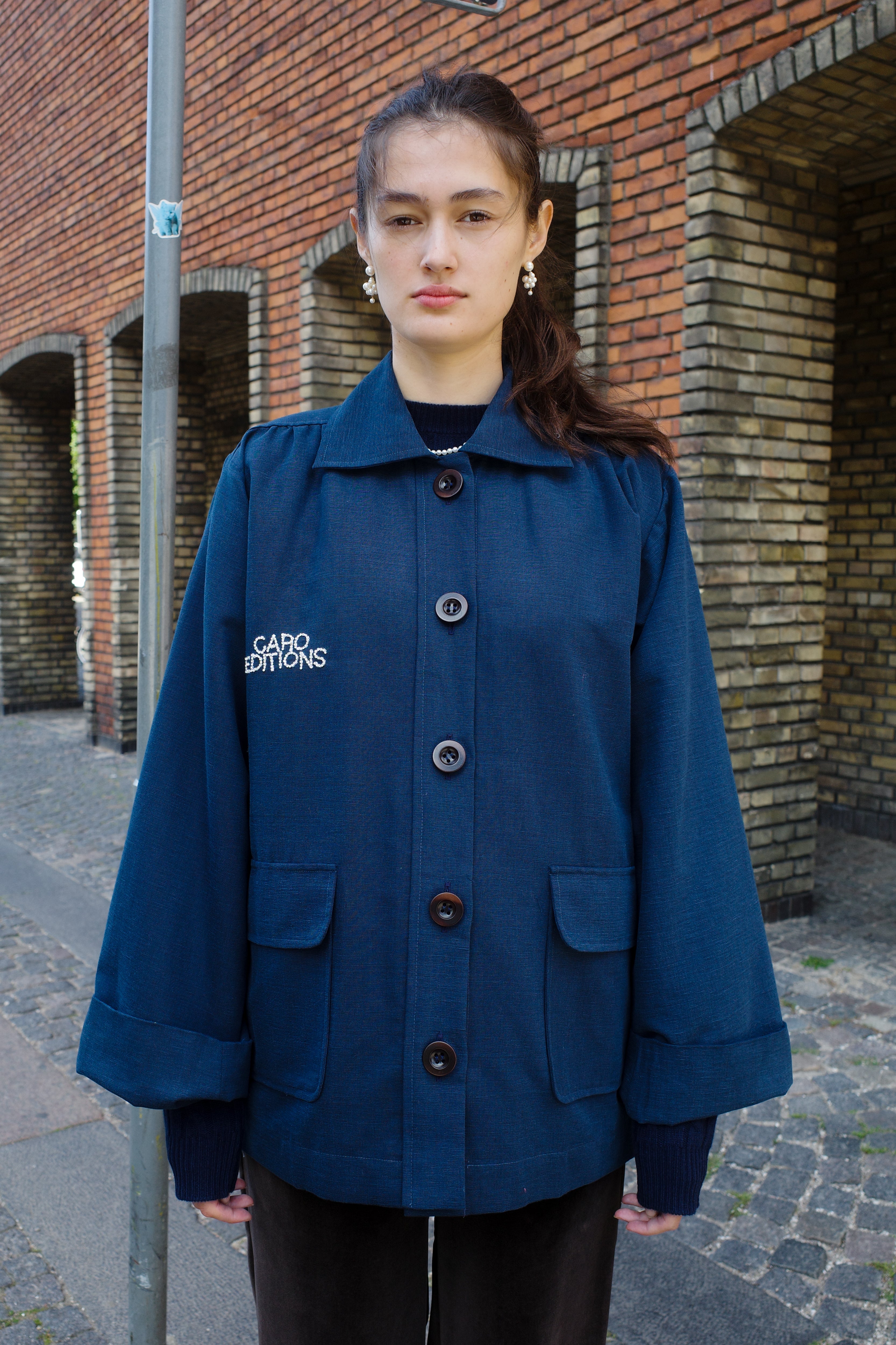 Ana Coat – Navy Blue Cotton Linen