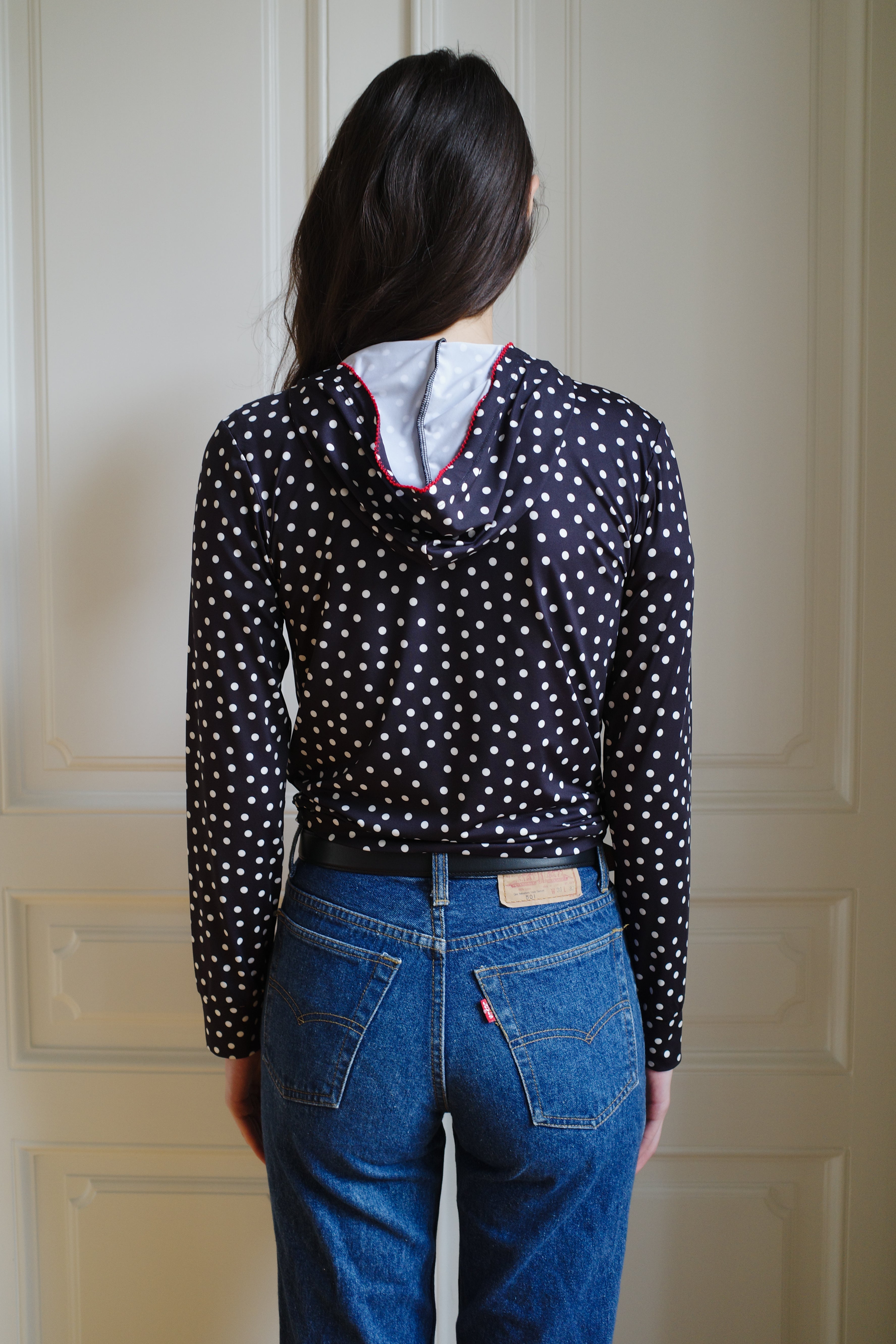 Hoodie Jersey Black Dots