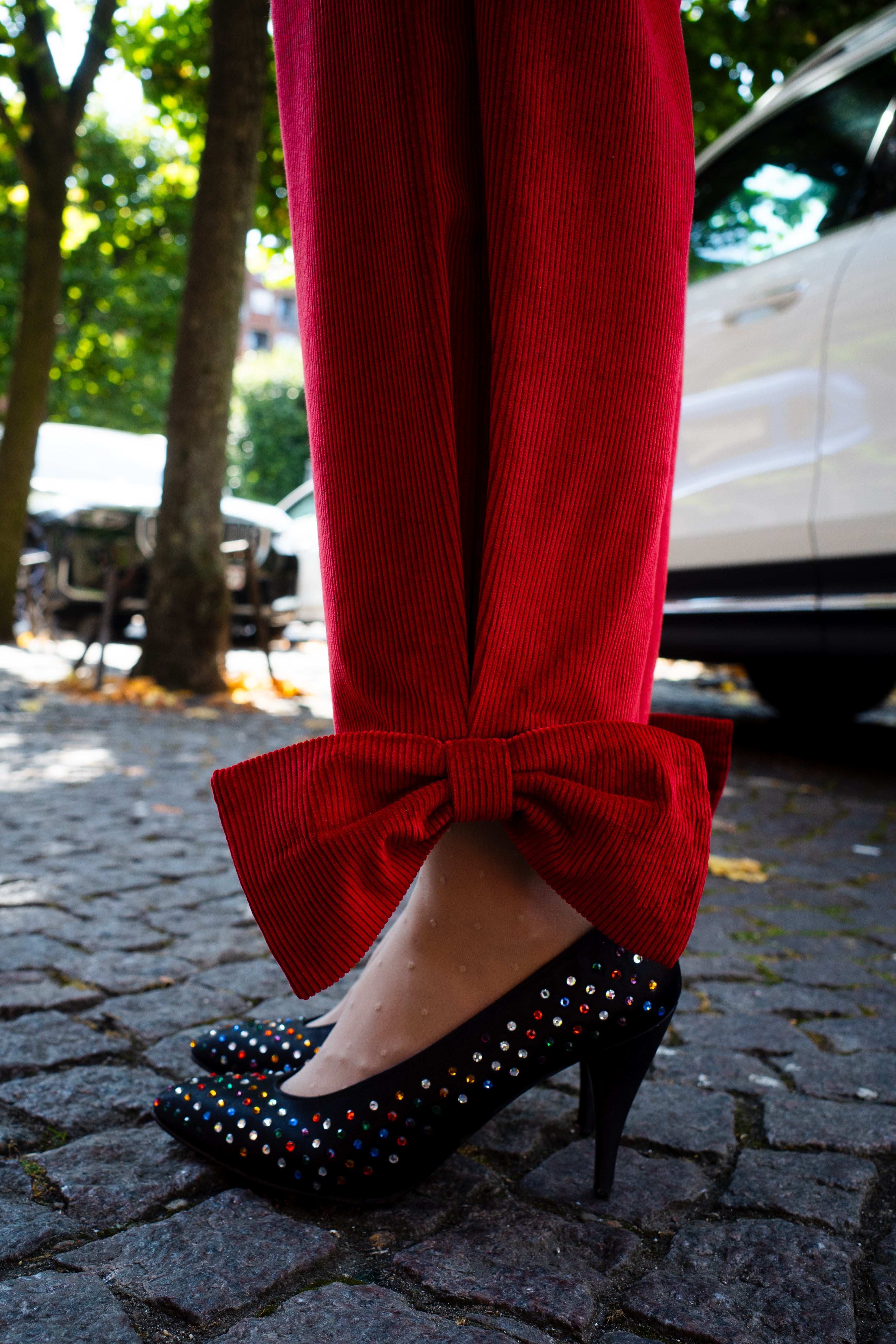 Coco Pants w. Bows Corduroy Red