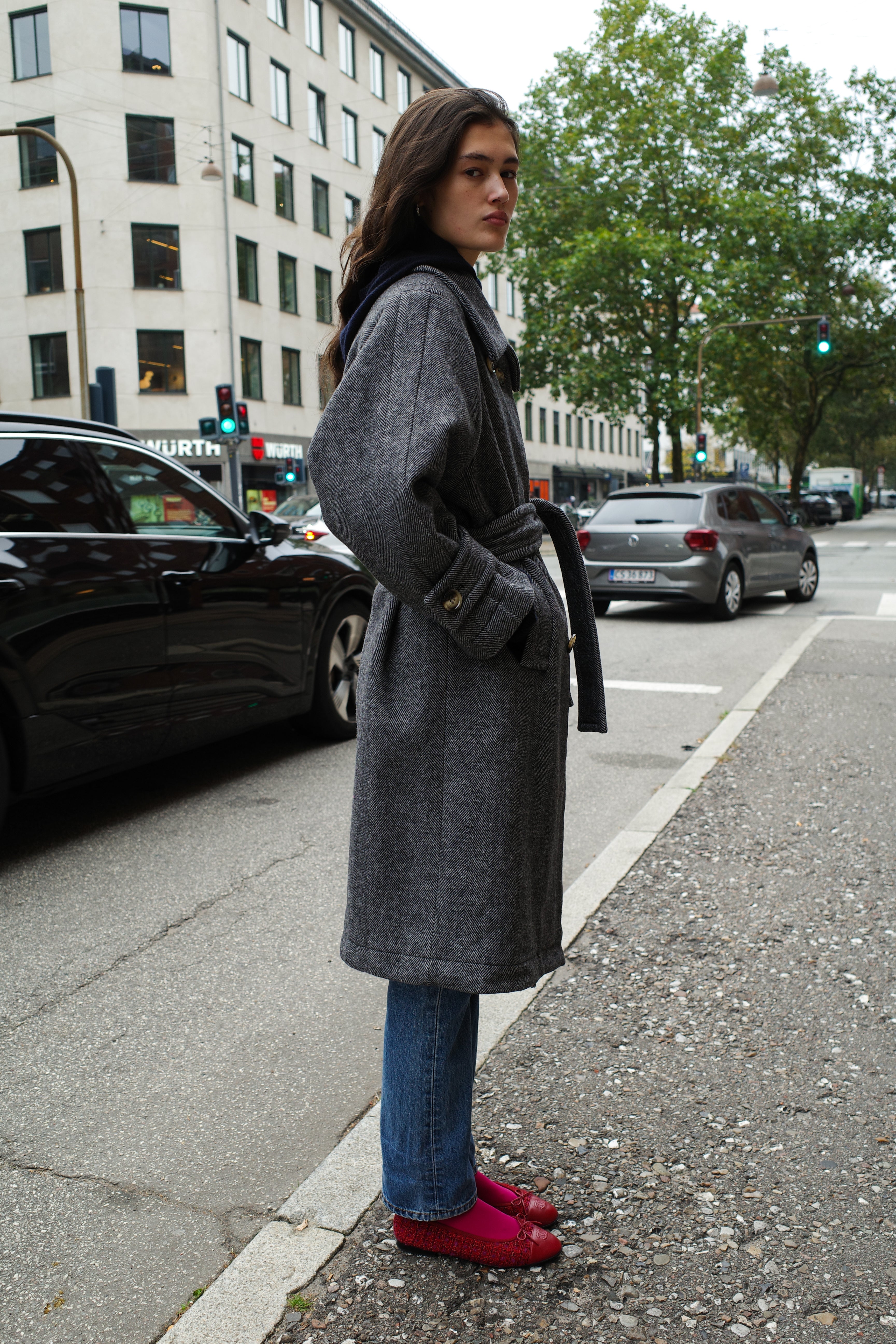 Coco Coat w. Belt - Charcoal