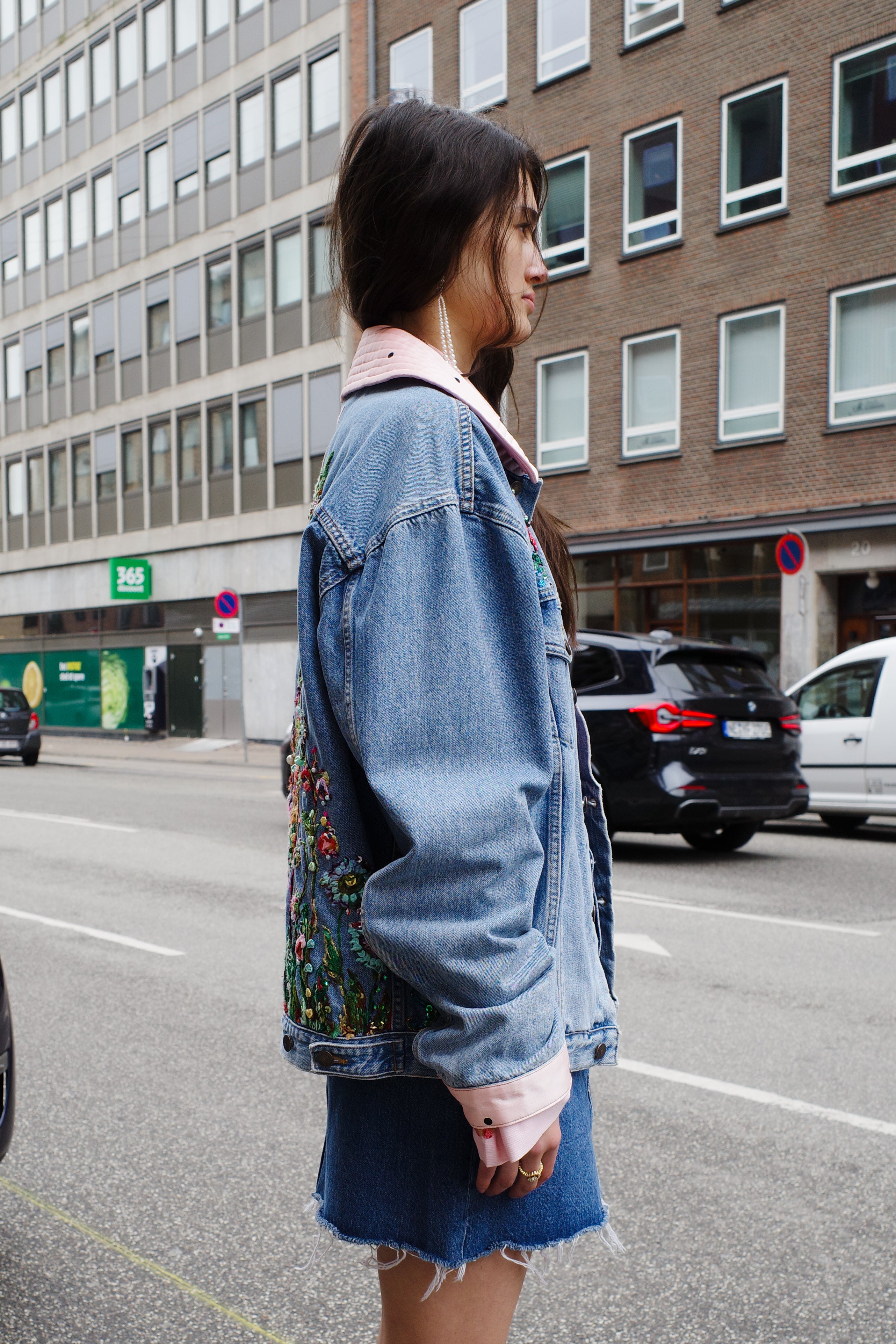 Upcycled Denim Jacket - Hallo Kitty