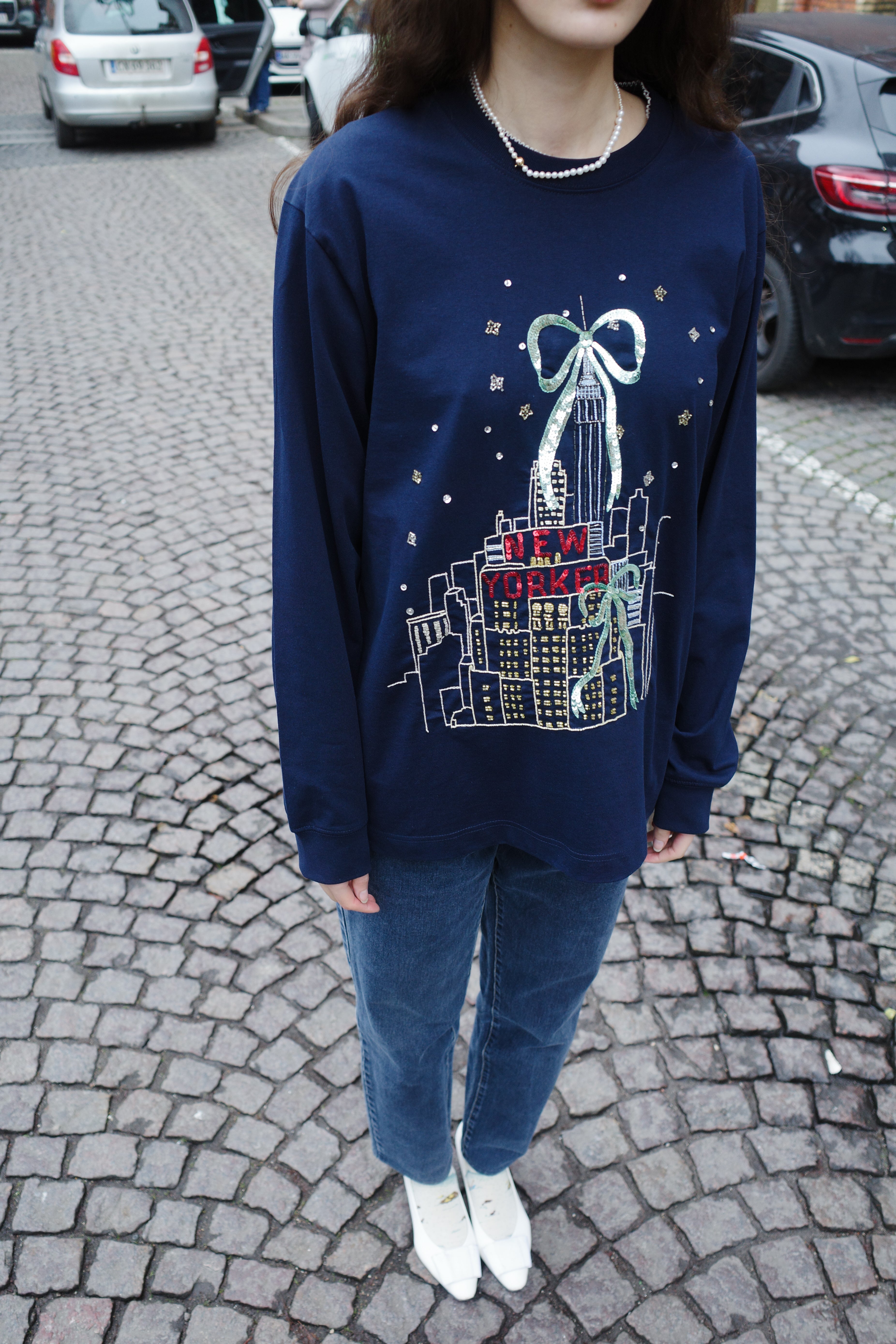 LONG SLEEVE TEE COTTON NAVY