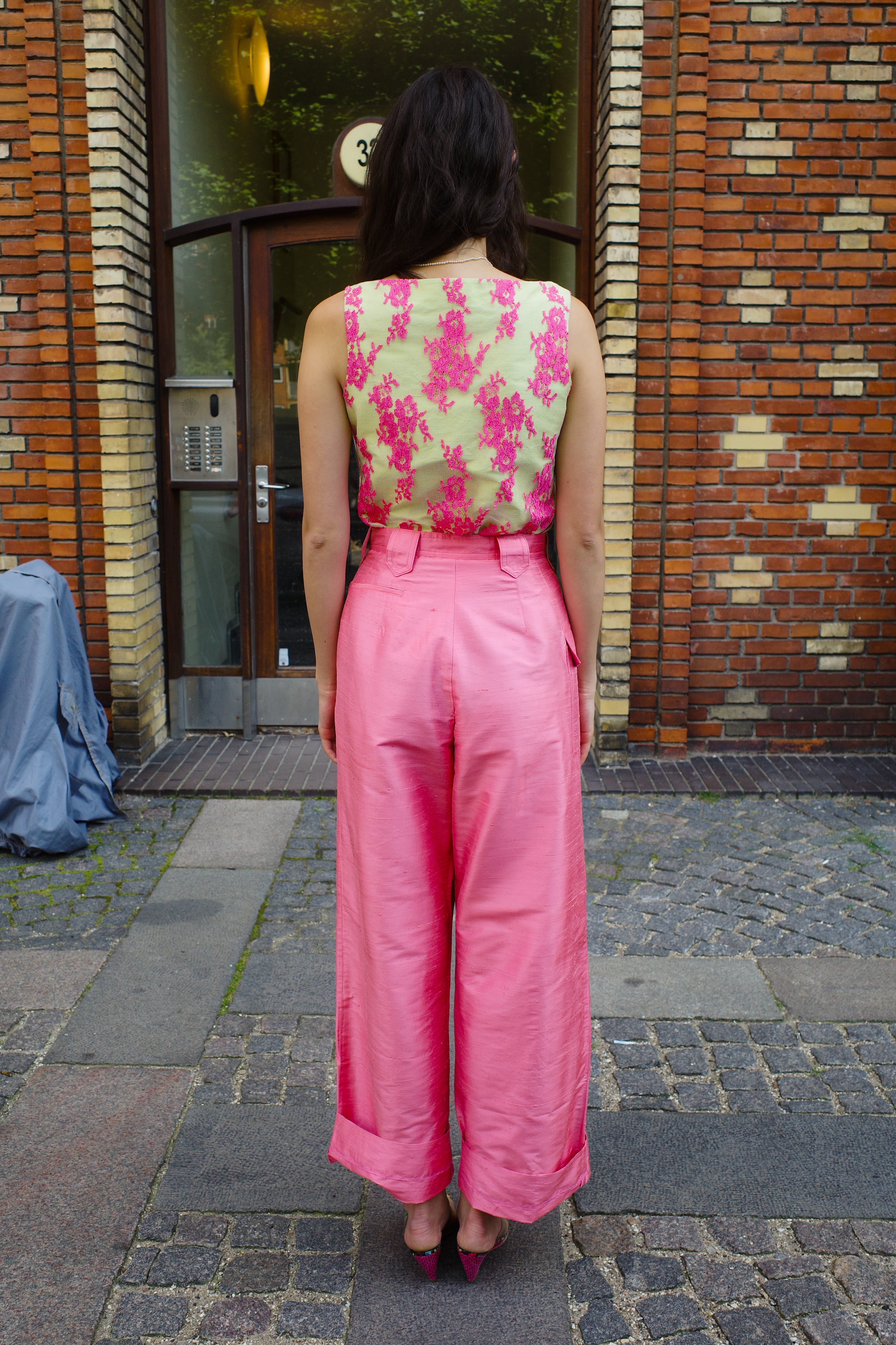 Beatrice Pants pink silk