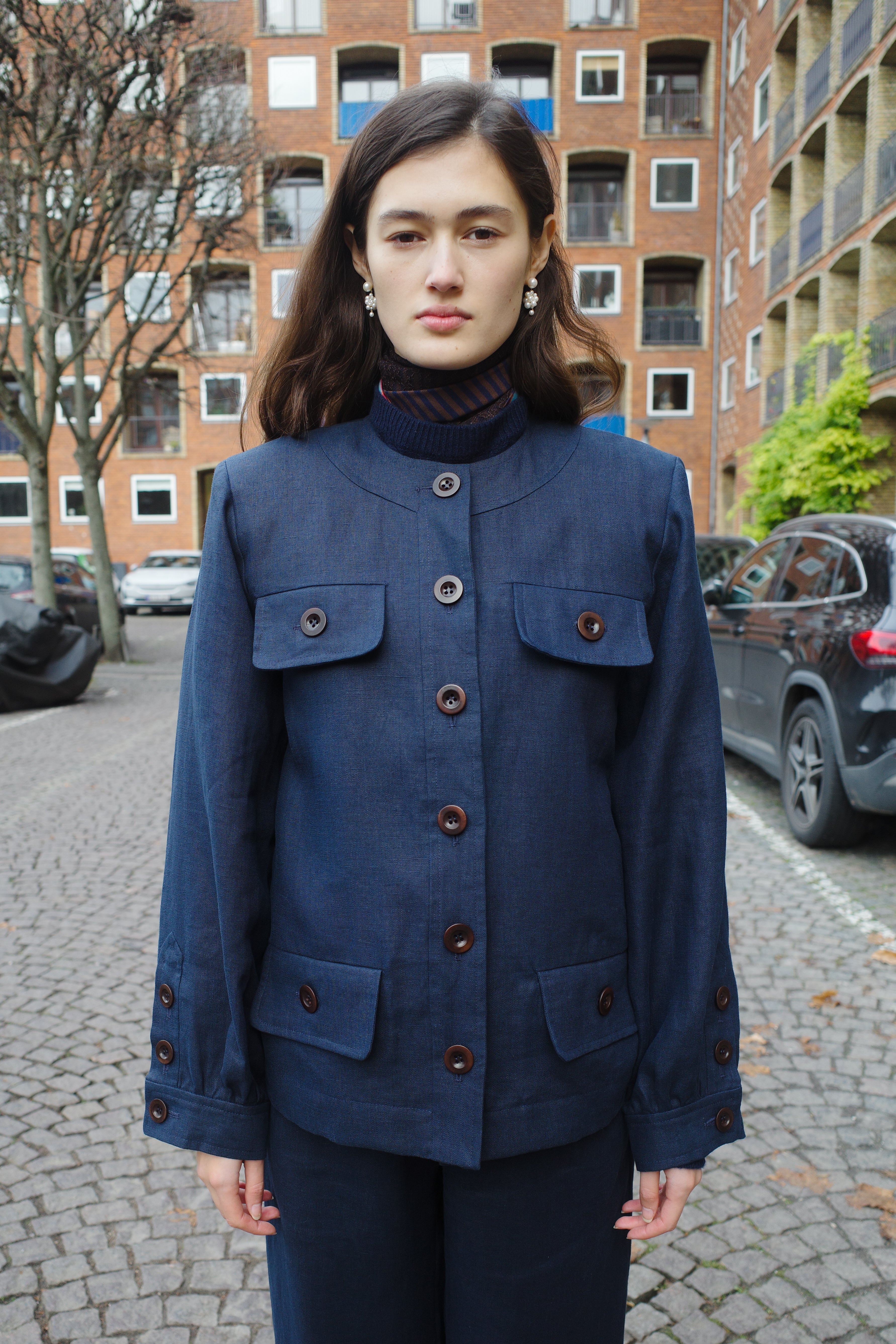Iggy Jacket Linen Navy